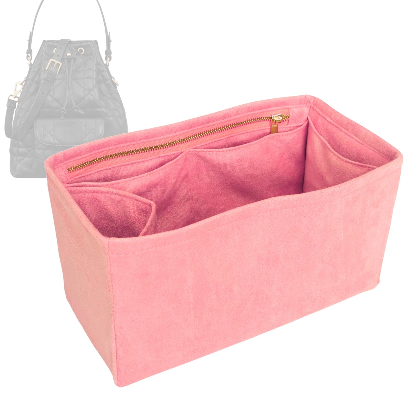 Dior Bag Organizer for Caro , Bag Insert Velvet, Mini Bucket Zip Bucket Bag