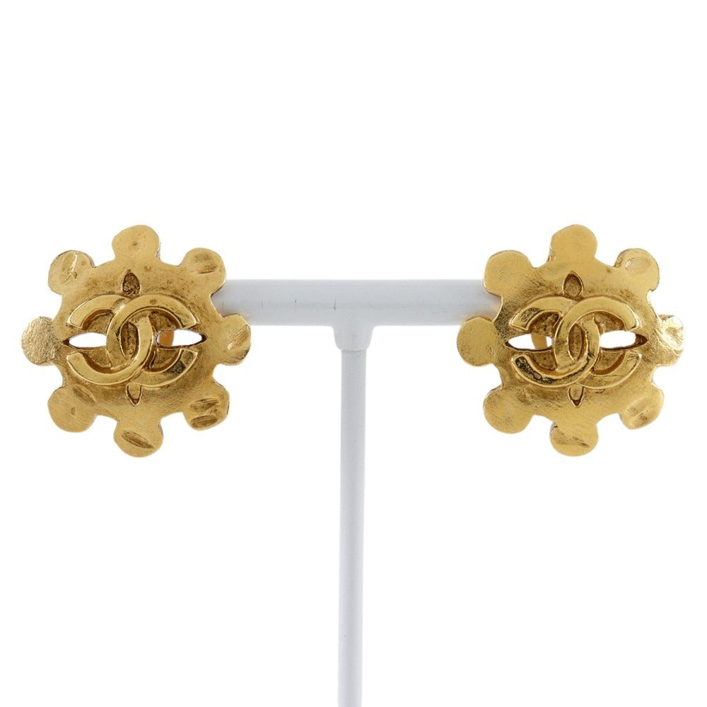 Coco Mark Gold Plated Earrings Jewelry Signature
