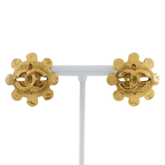 Coco Mark Gold Plated Earrings Jewelry Signature