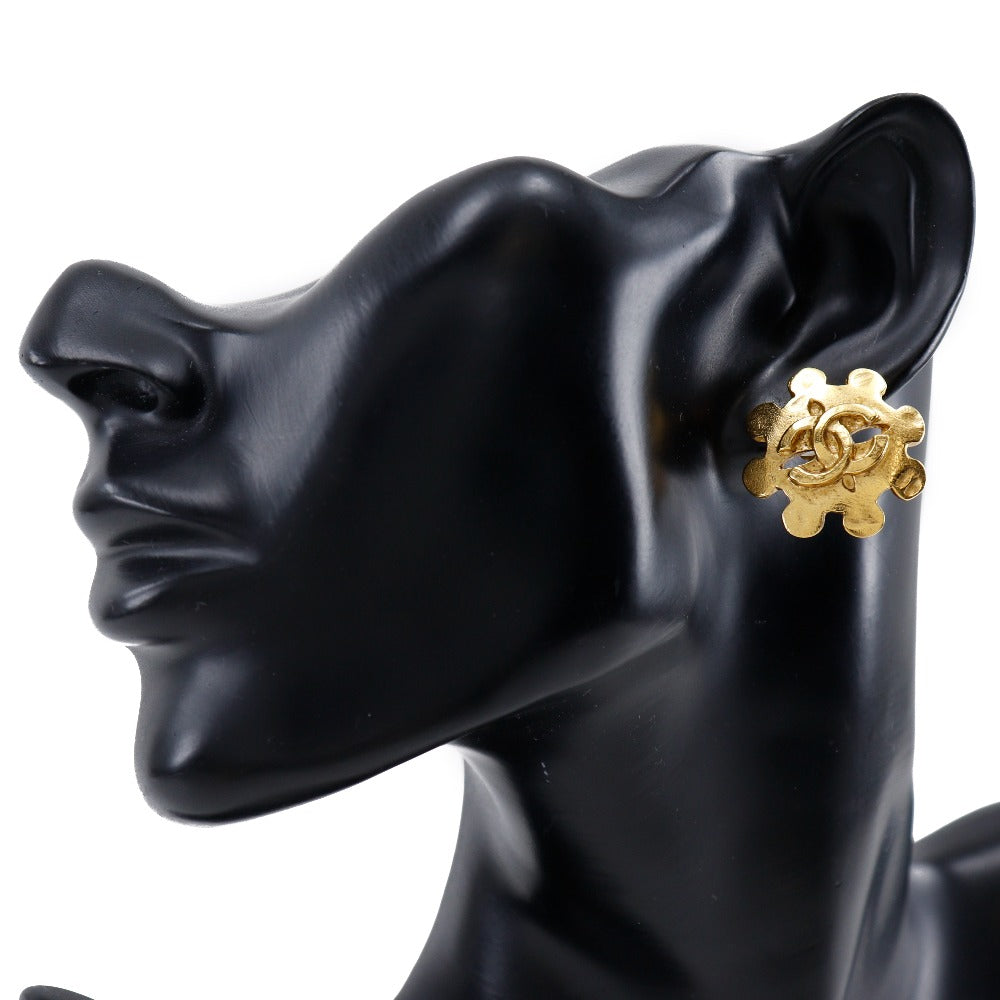 Coco Mark Gold Plated Earrings Jewelry Signature