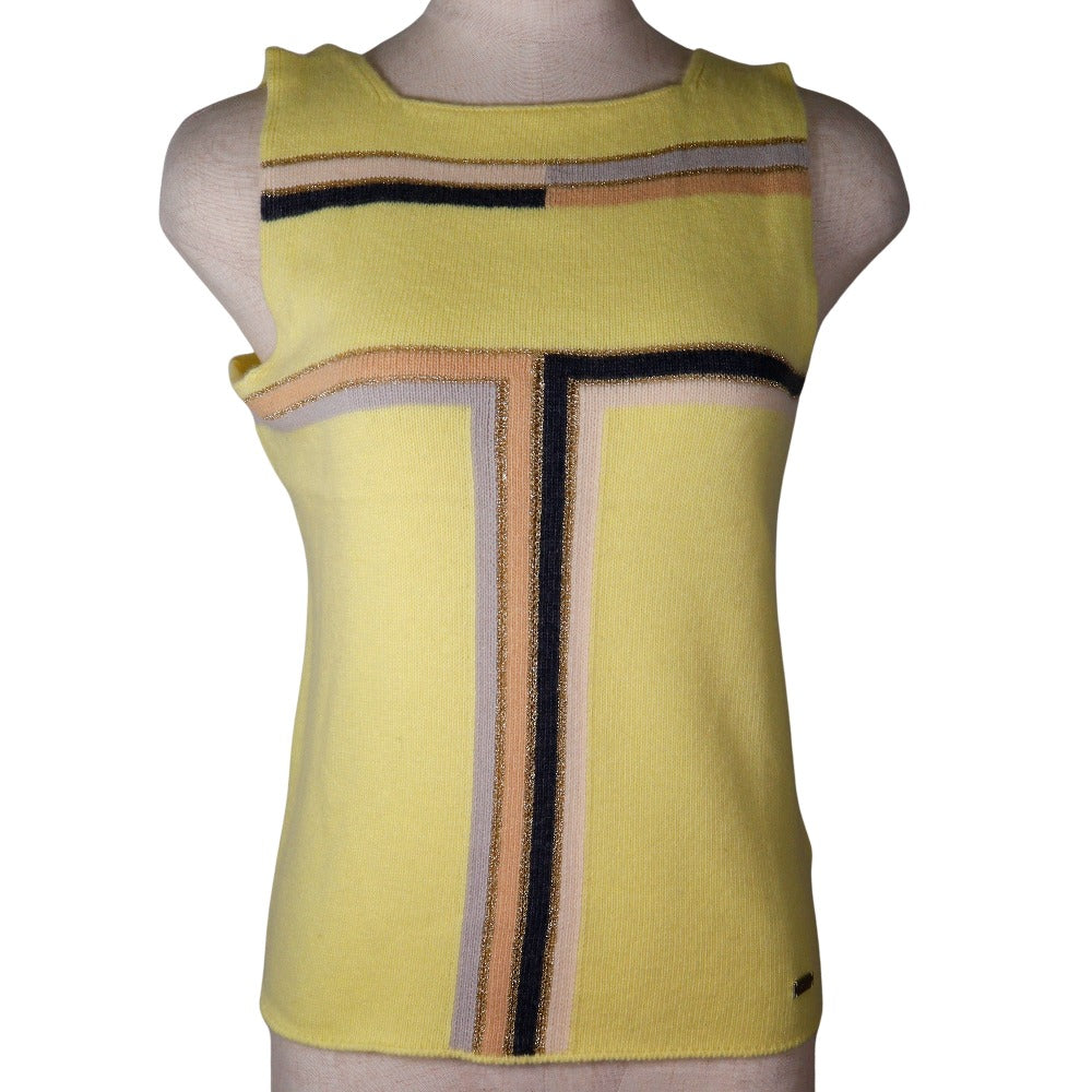 Chanel knit Cashmere Rayon Polyester yellow 01C Handbag