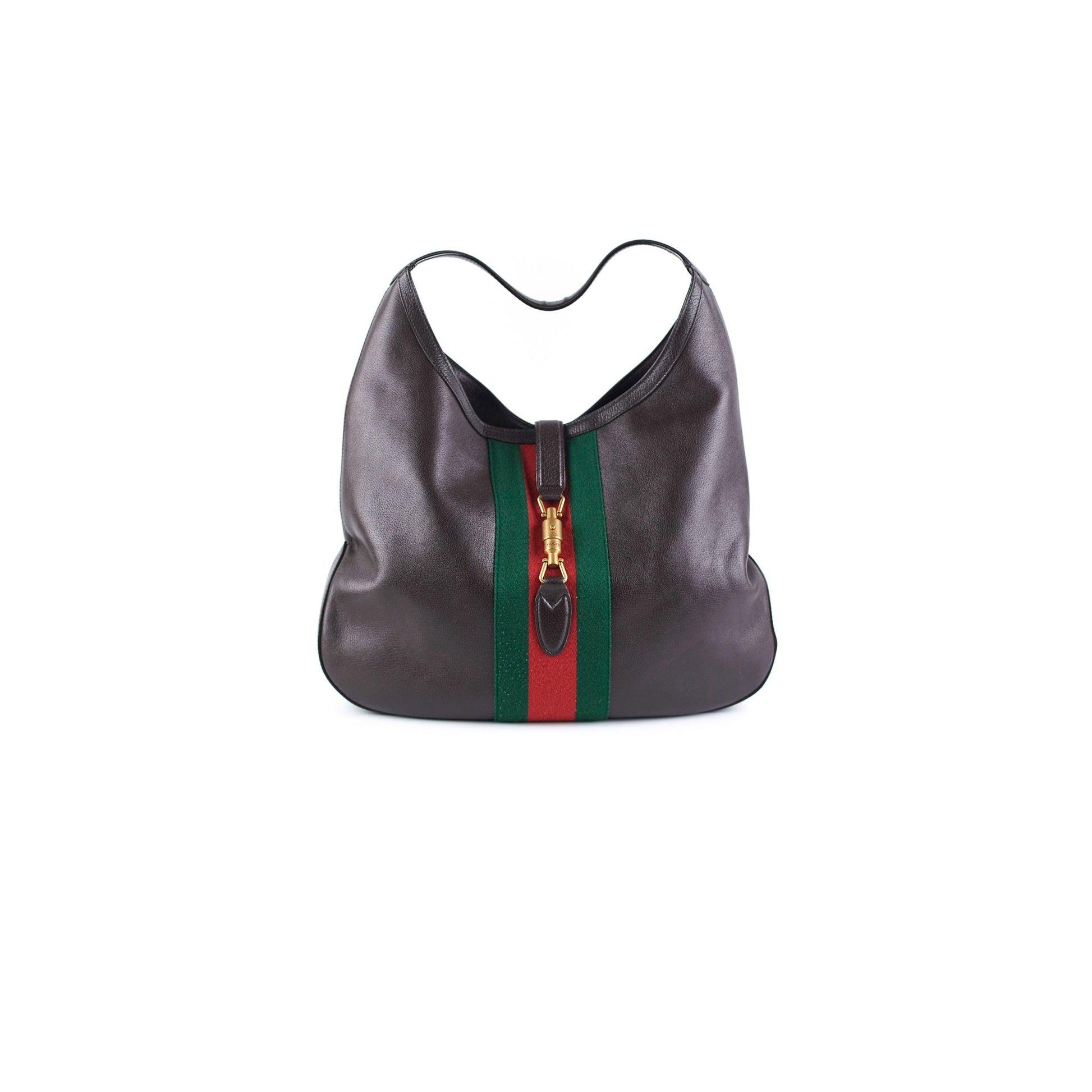 Gucci Jackie Soft Shoulder Hobo Bag Dark Brown Large Shoulder Bag