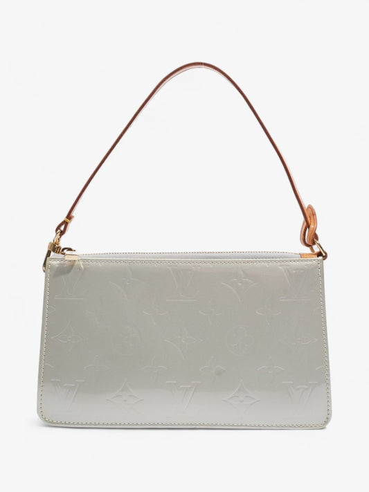 Louis Vuitton Pochette Patent Monogram Vernis Leather Silver Clutch Bag