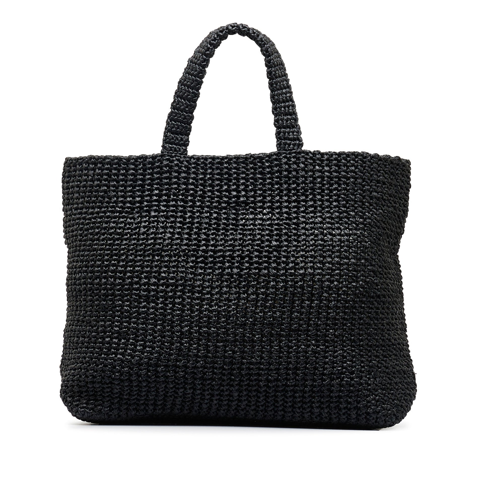 Prada Tote Raffia Black Logo Tote Bag