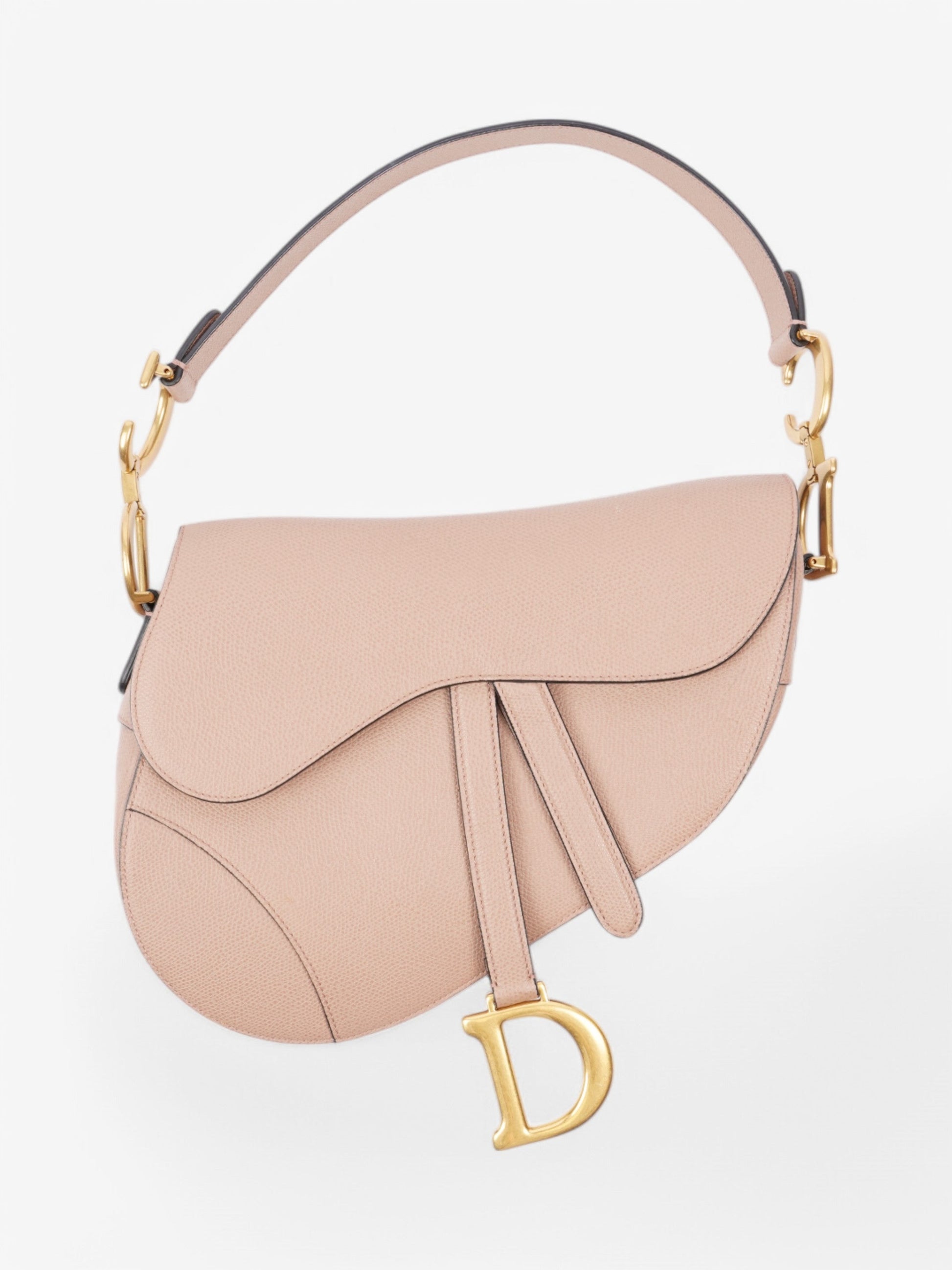 Dior Christian Saddle Bag Rose Calfskin Leather Beige Shoulder Bag