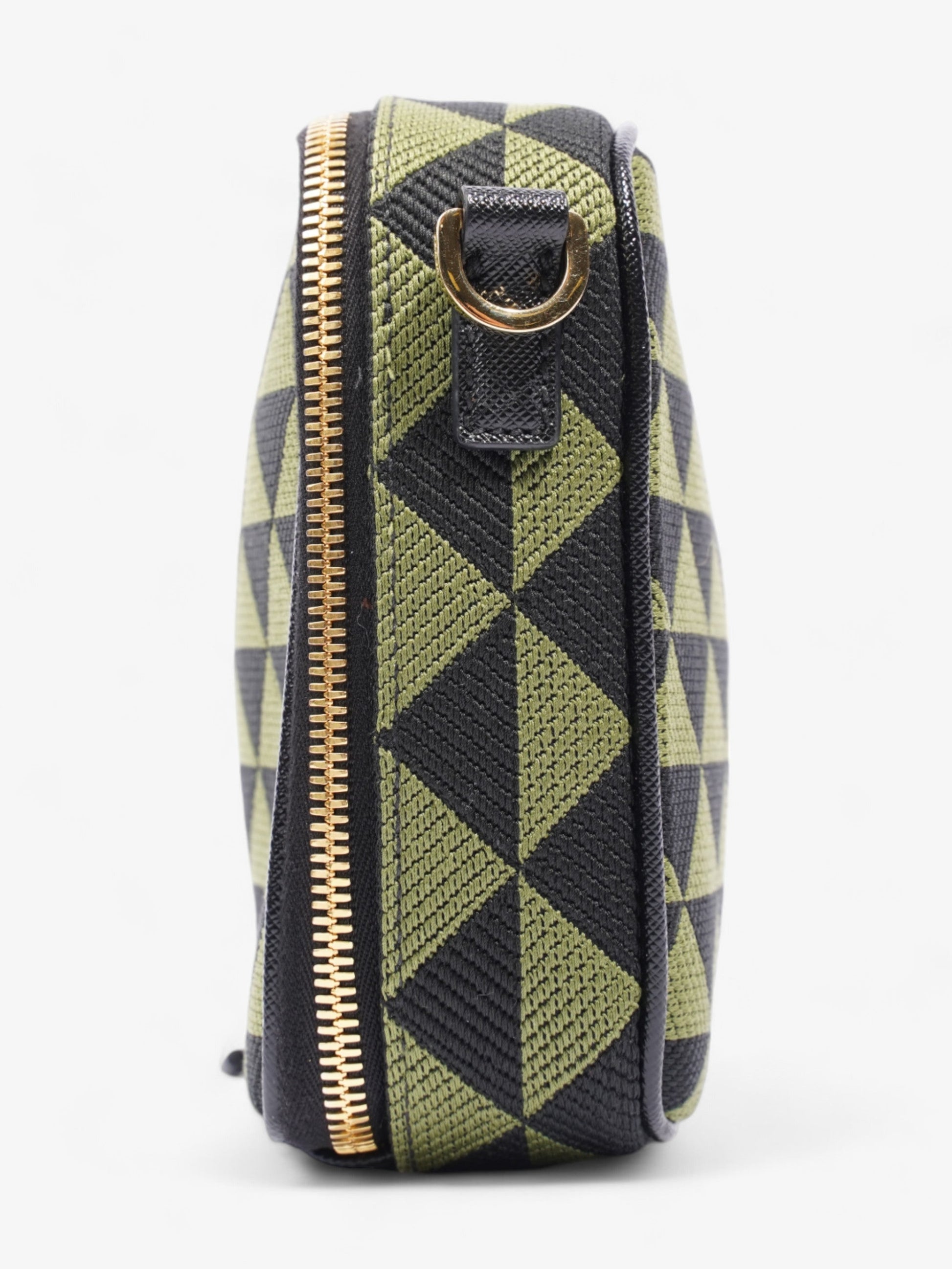 Prada Symbole Triangolo Crossbody Bag Canvas Black Green
