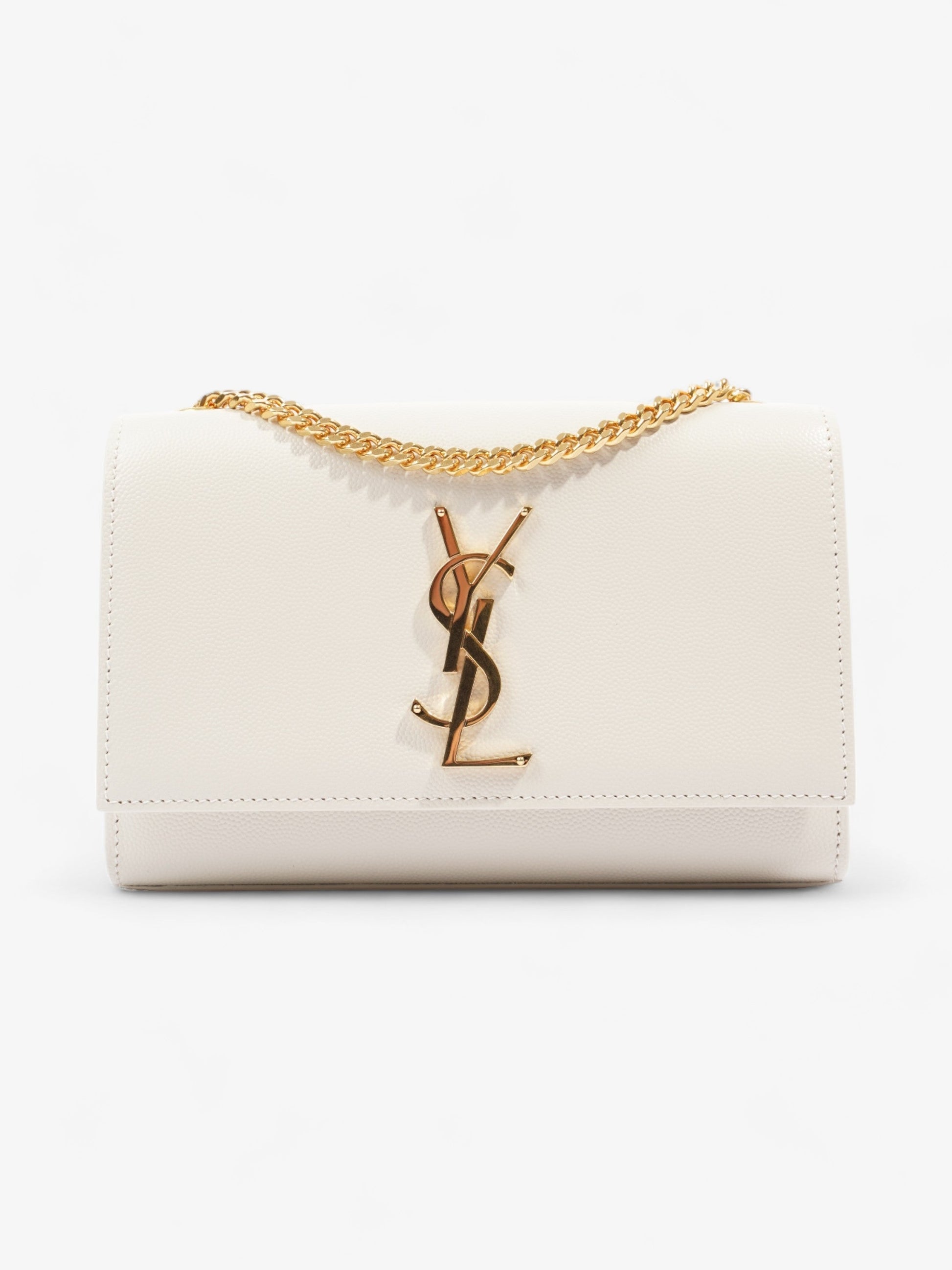 YSL Saint Laurent Kate Crossbody Bag Leather White Small