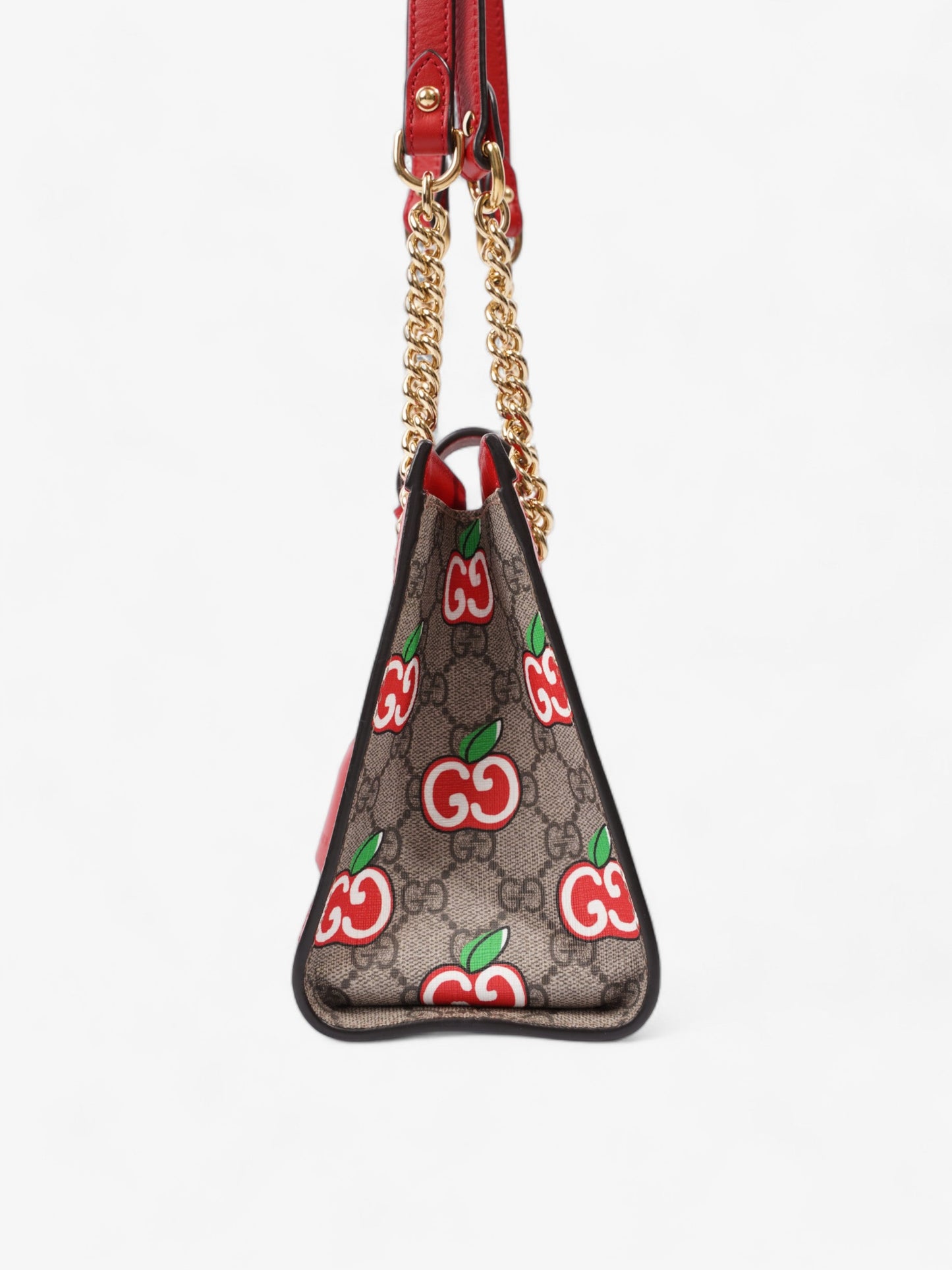 Gucci Apple Padlock And Ebony Supreme Coated Small Canvas Beige Shoulder Bag
