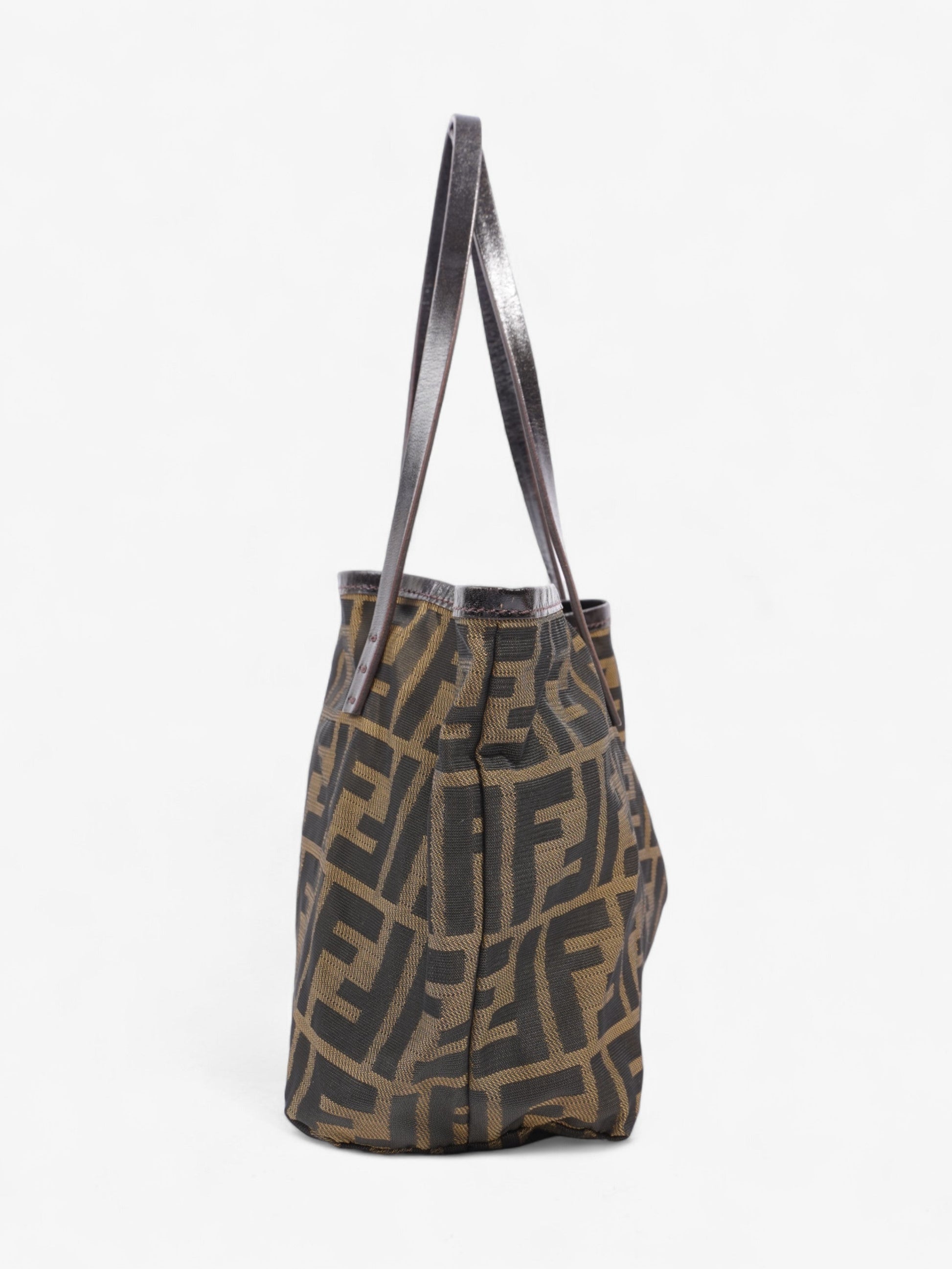 Fendi Zucca Handbag Canvas Brown Travel Bag