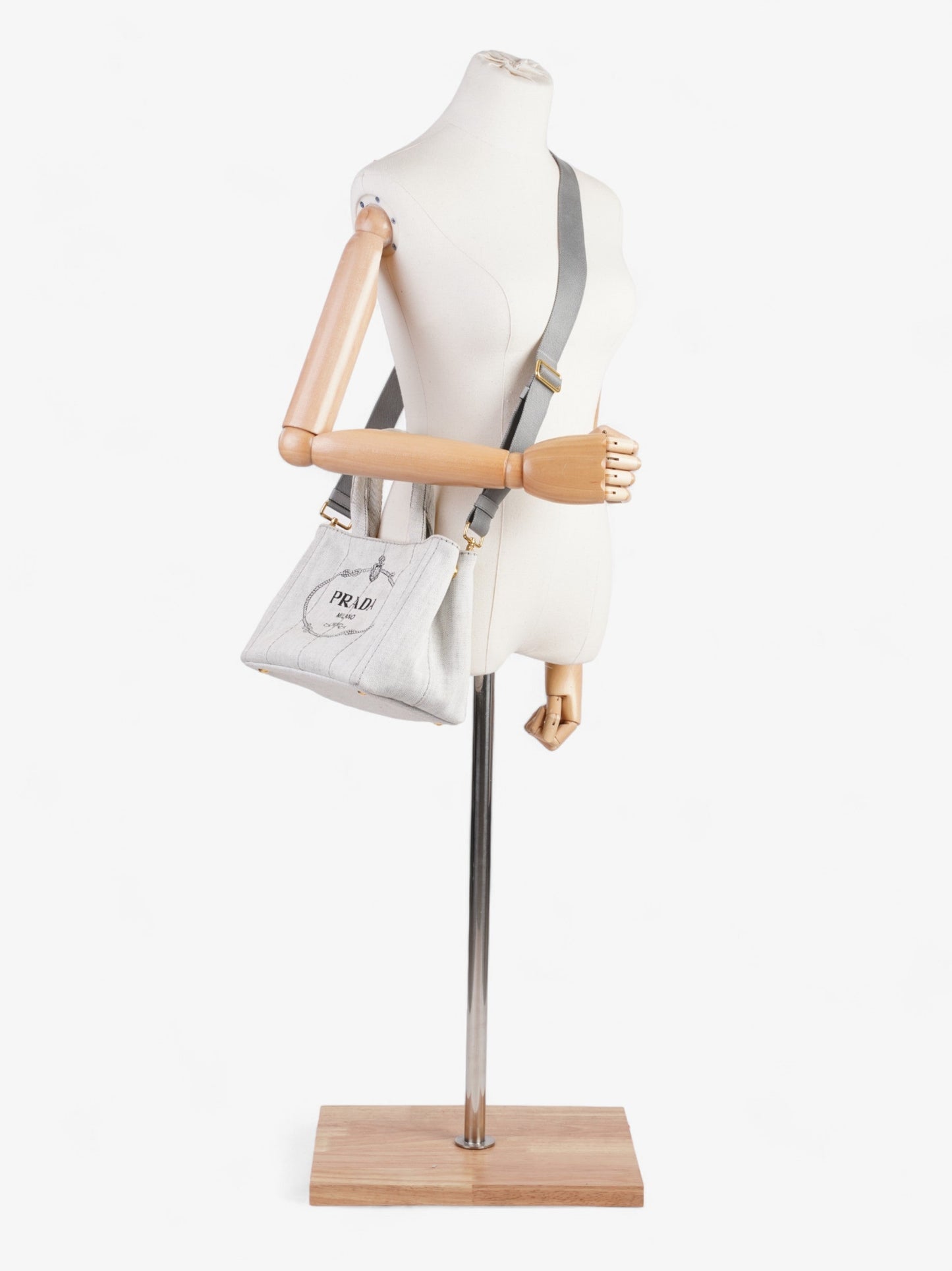 Prada Canapa Tote Grey Denim Gray Shoulder Bag