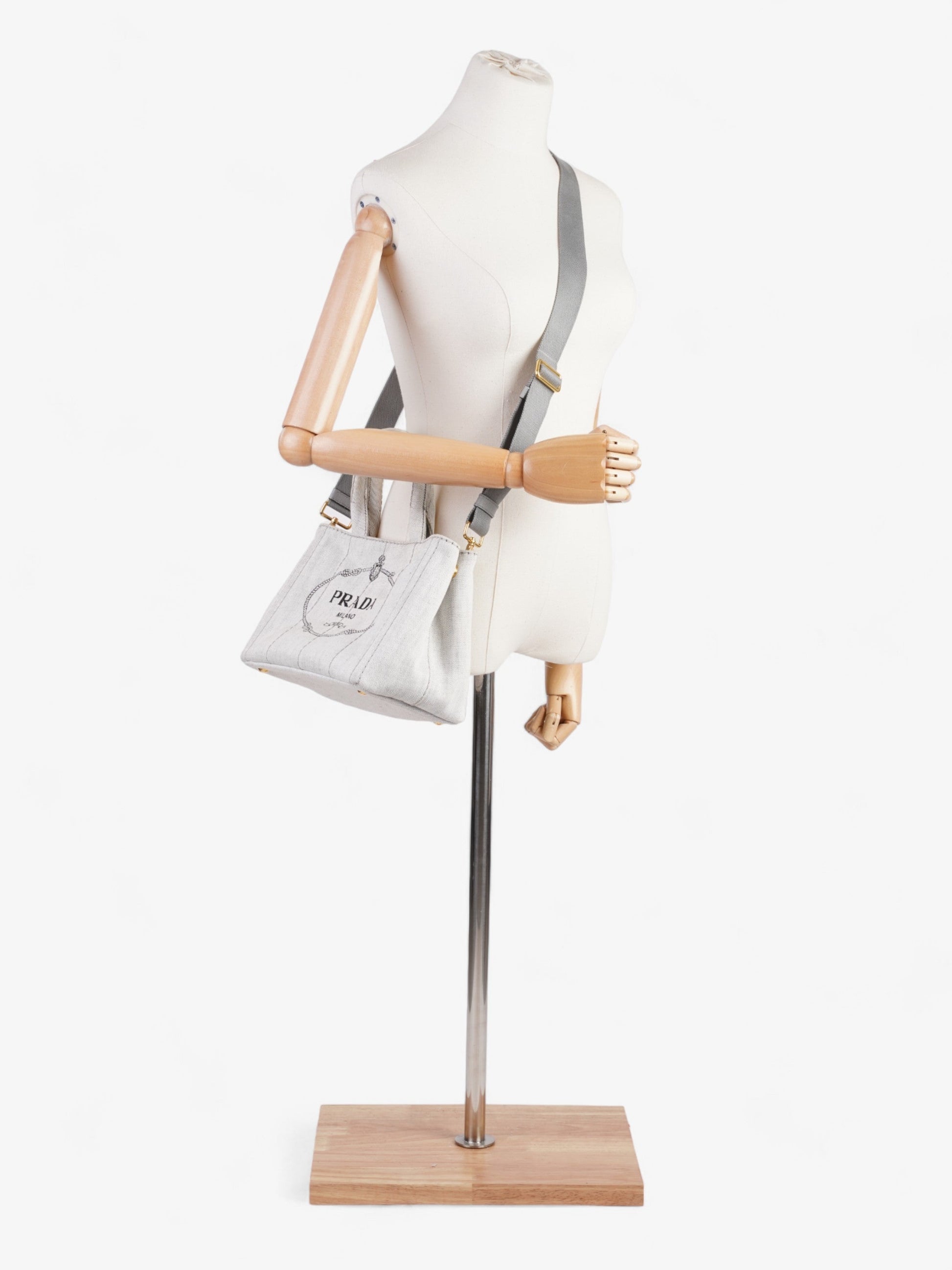 Prada Canapa Tote Grey Denim Gray Shoulder Bag