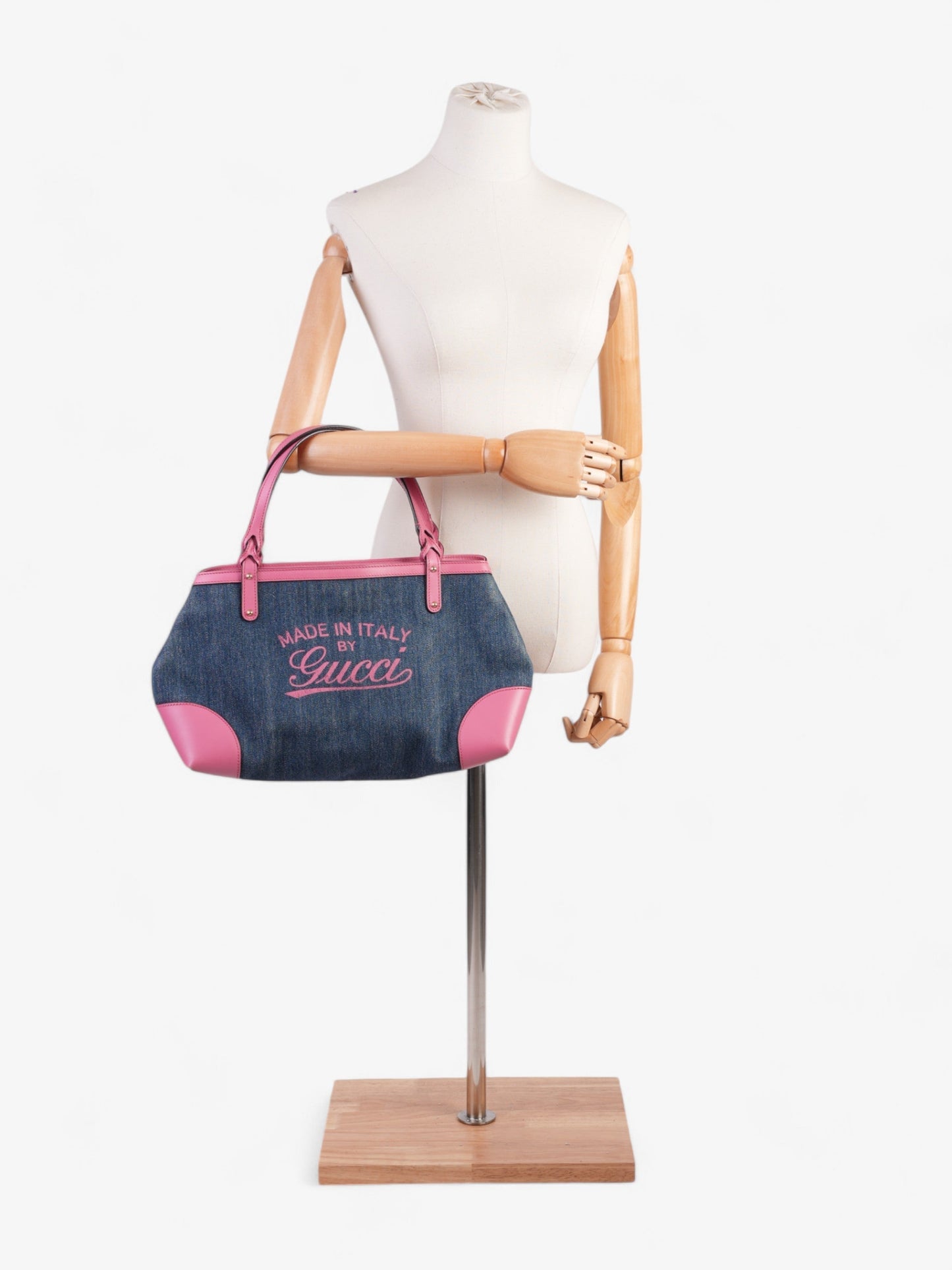 Gucci Craft Logo Tote Bag Denim Blue