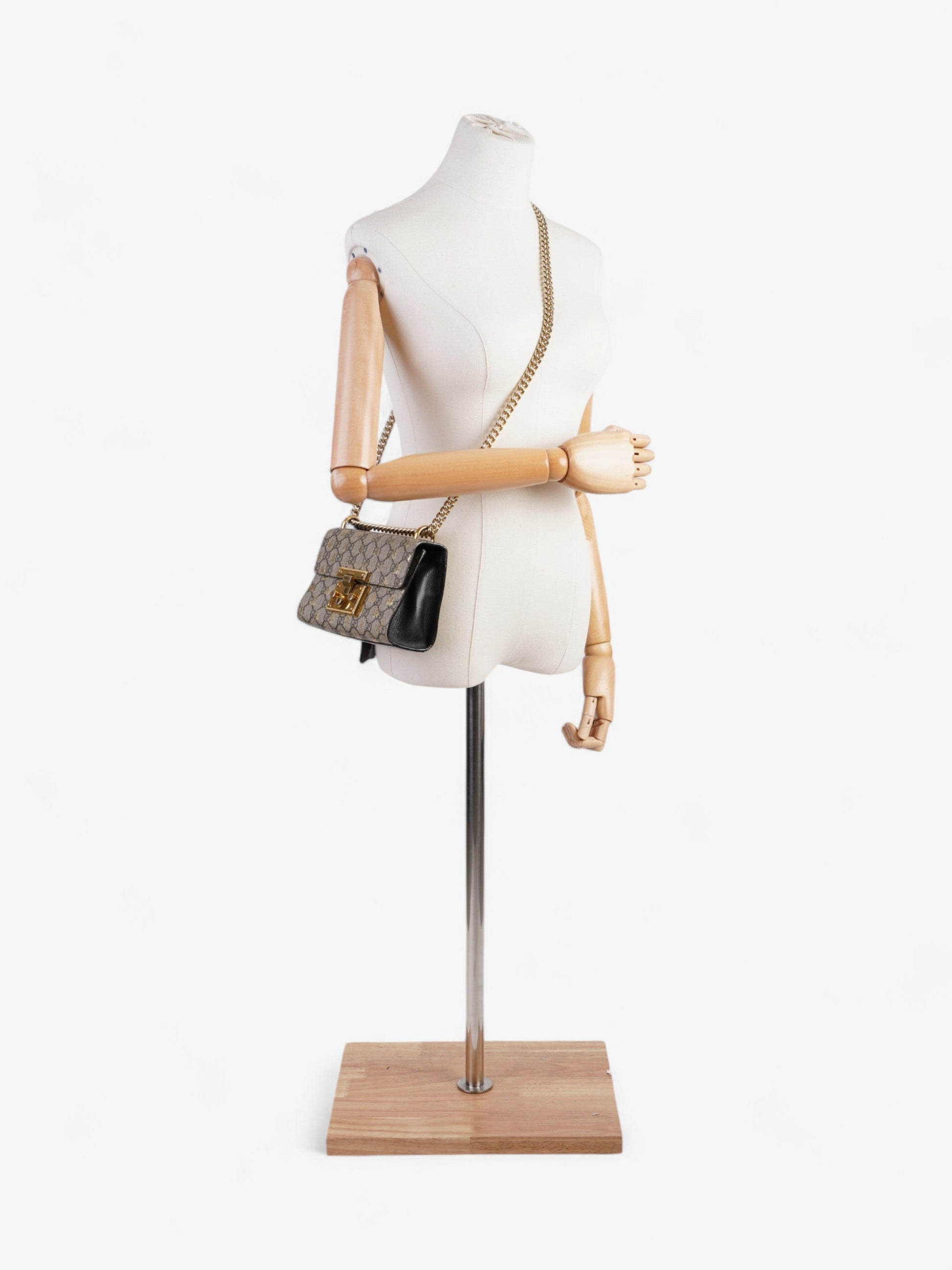 Gucci Padlock Bees Supreme Coated Small Shoulder Bag Canvas Black