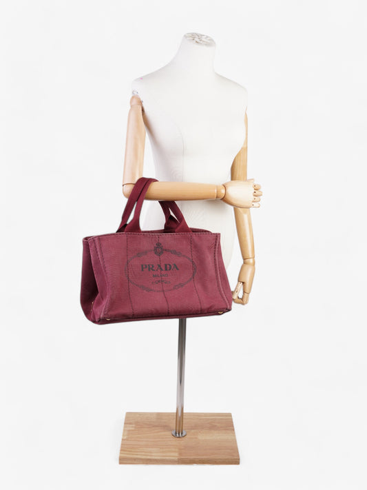 Prada Canapa Way Handbag Bordeaux Cotton Travel Bag