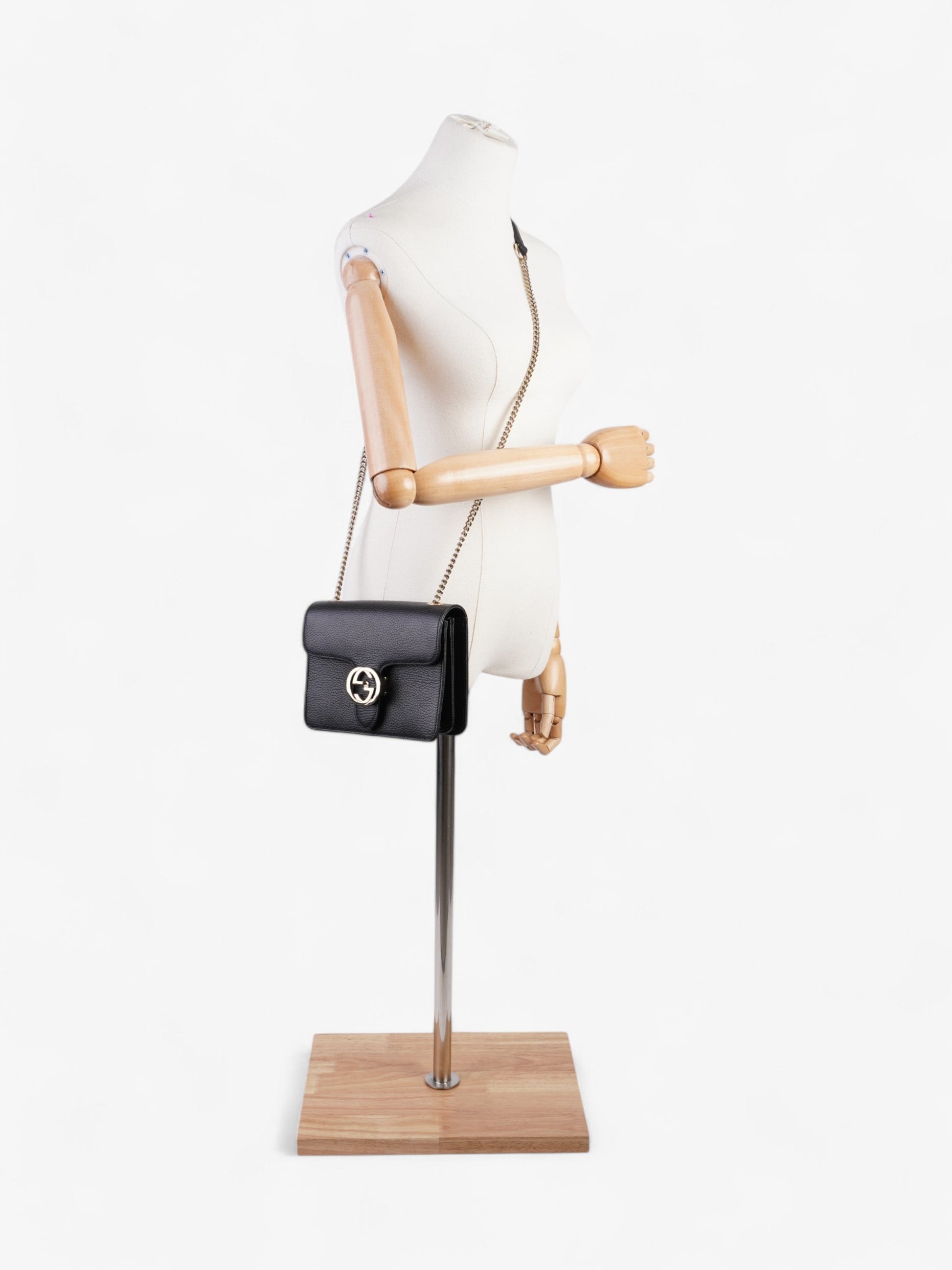 Gucci Interlocking Bag Leather Black Crossbody Bag Leather Small