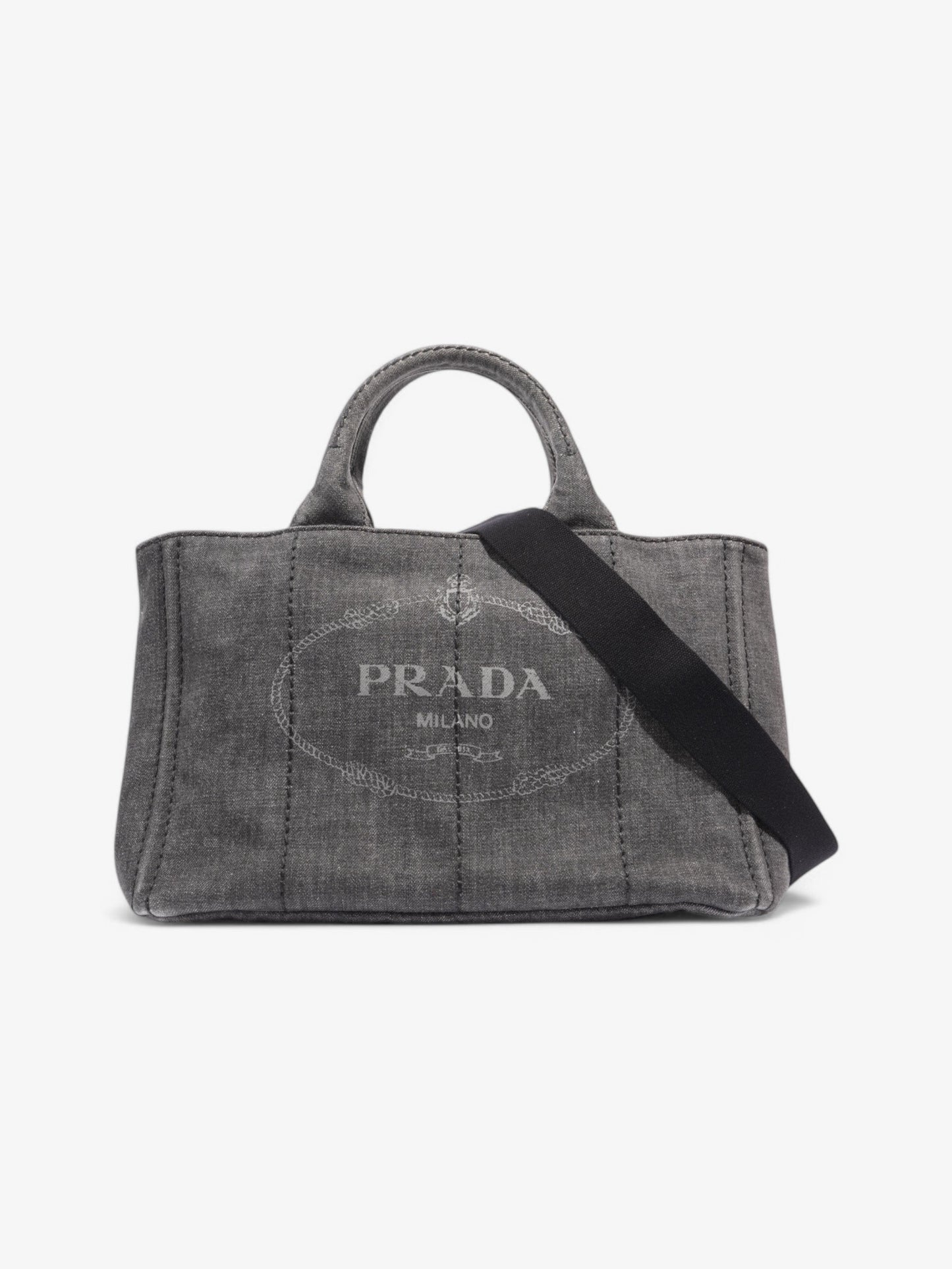 Prada Canapa Way Bag Denim Black Travel Bag