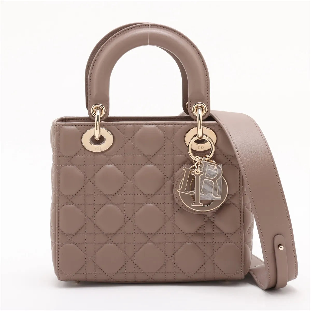 Dior Handbag Christian Cannage Lady Bag Lambskin Beige