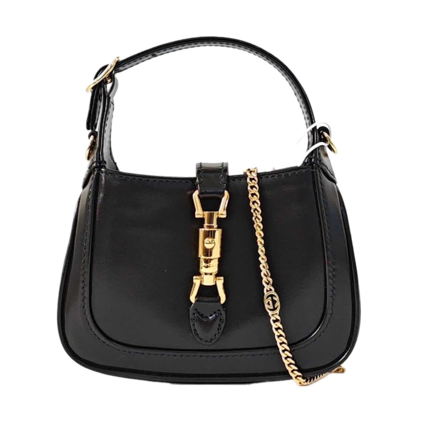 Gucci Jackie Micro Strap Leather Black Chain Crossbody Bag