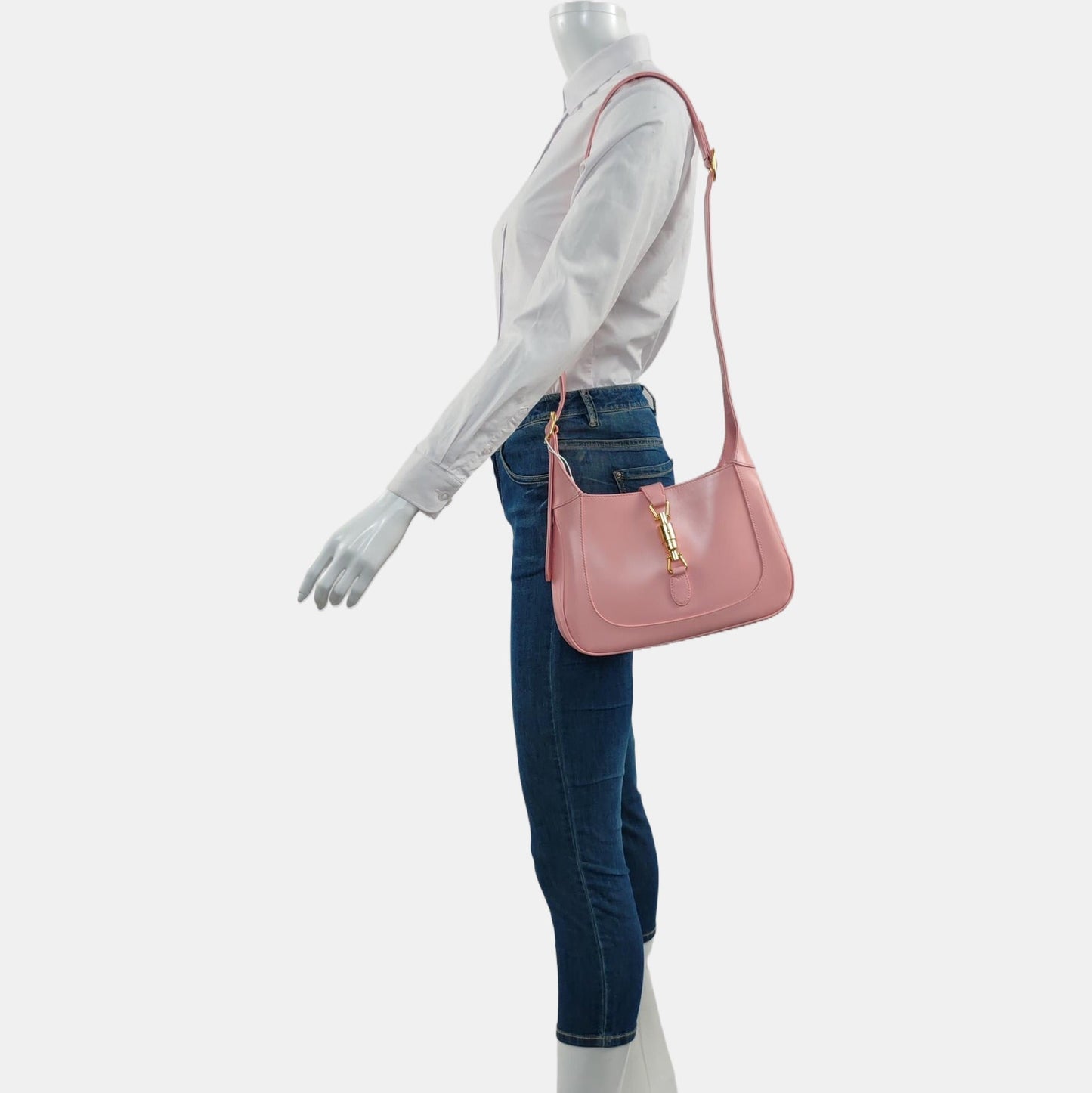 Gucci Jackie Adjustable Strap Leather Pink Small Handbag