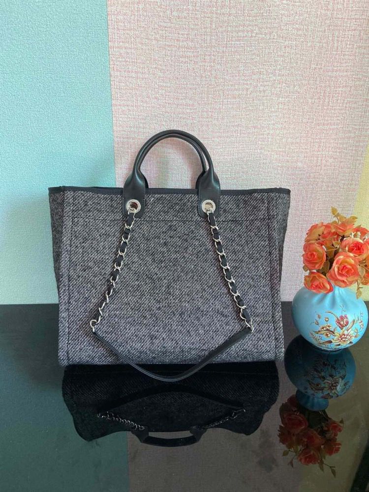 Chllarge Shopping Tote Bag Grey For Women Shoulder Bag