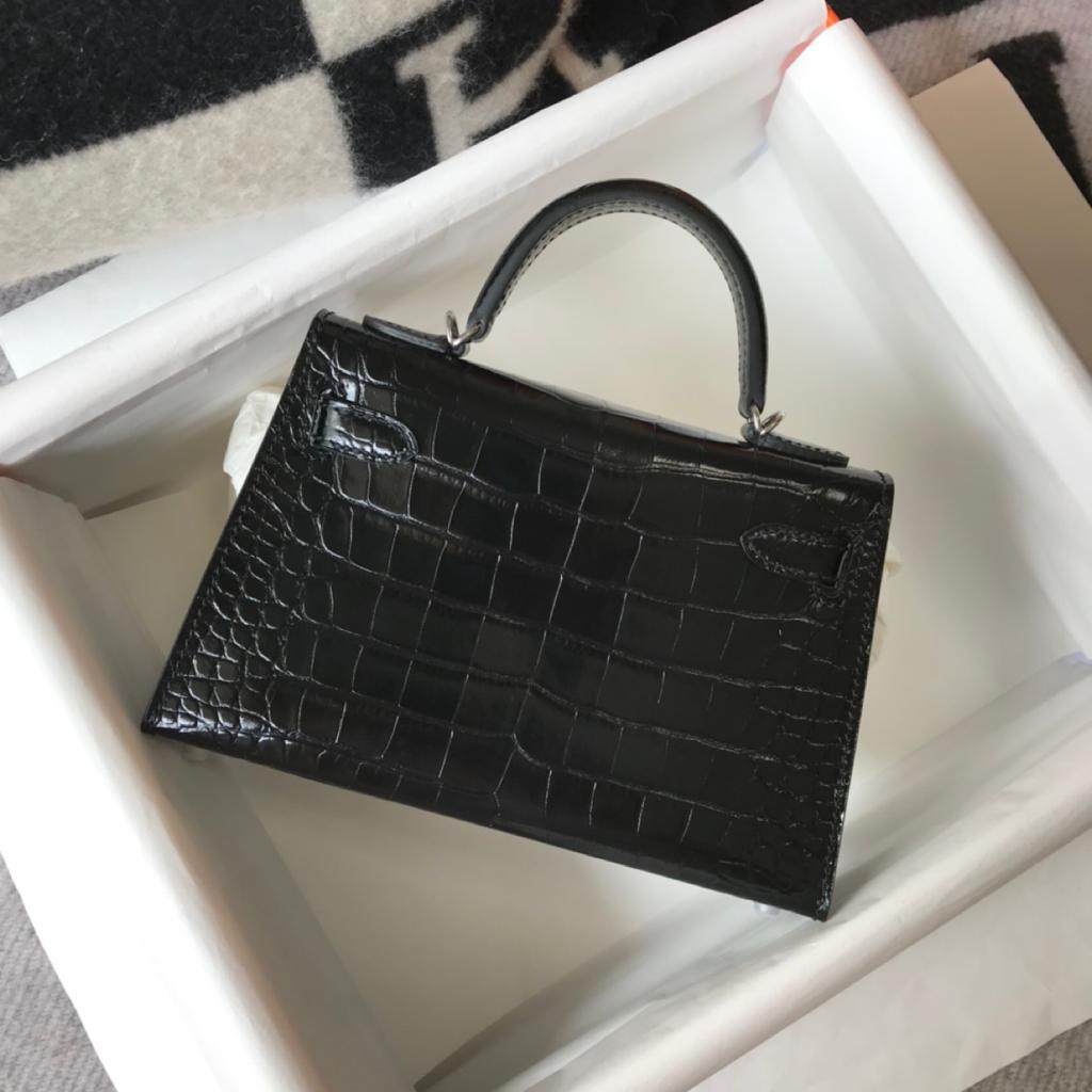 Top Quality Kelly Sitop Qualityer Toned Hardware Black Mini Shoulder Bag