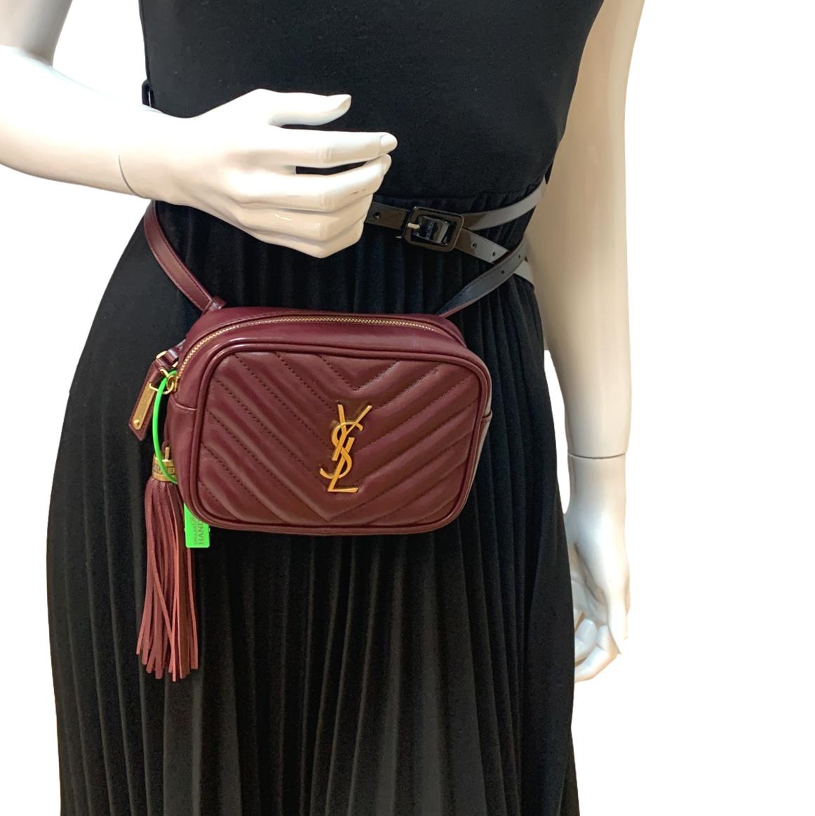 YSL Saint Laurent Yves Lou Calfskin Crossbody Belt Bag Leather Red
