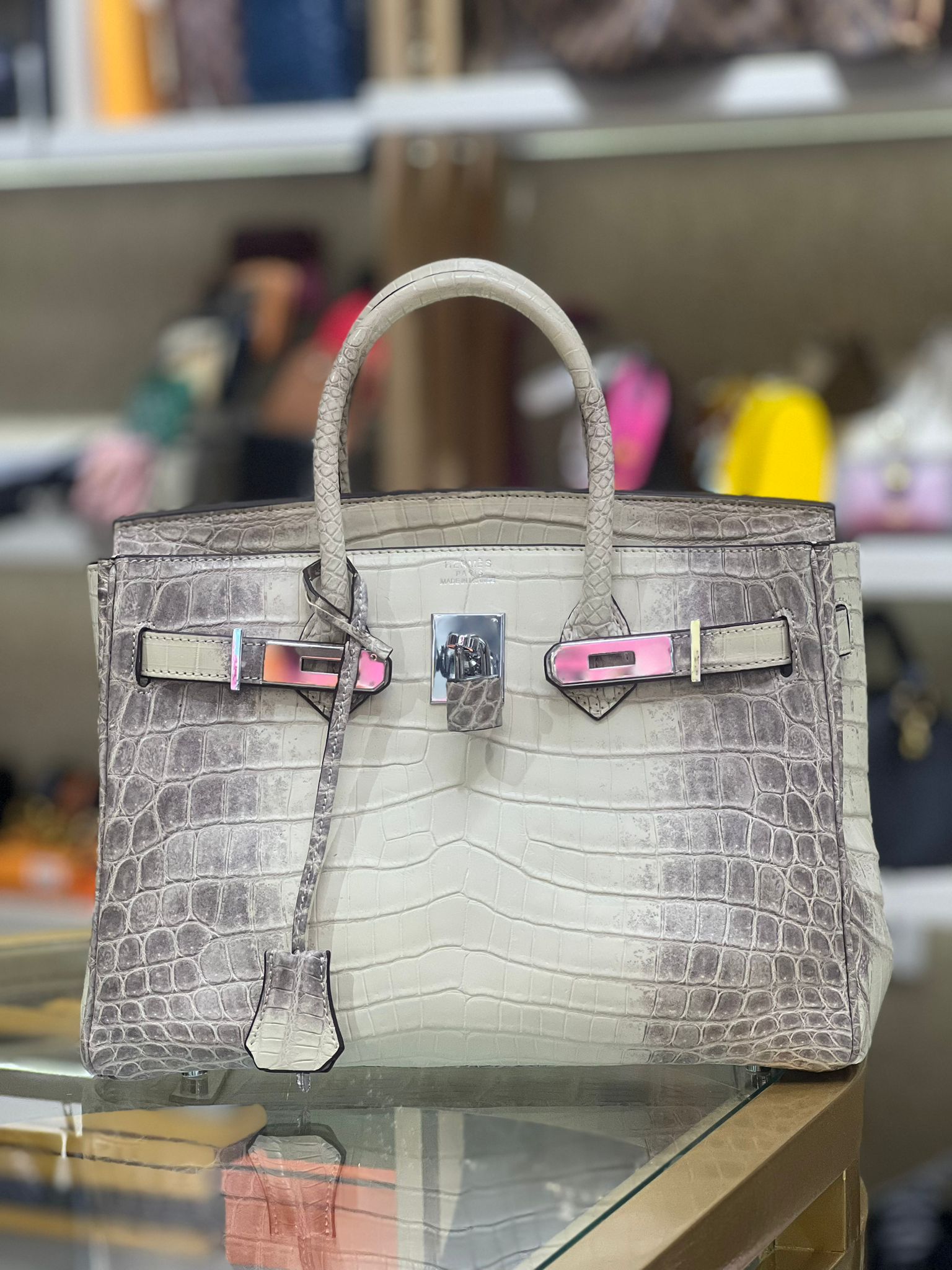Hermes Birkin Himalayan Himalaya Crocodile Handbag Travel Bag