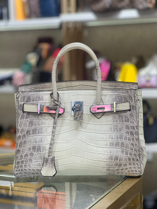 Hermes Birkin Himalayan Himalaya Crocodile Handbag Travel Bag