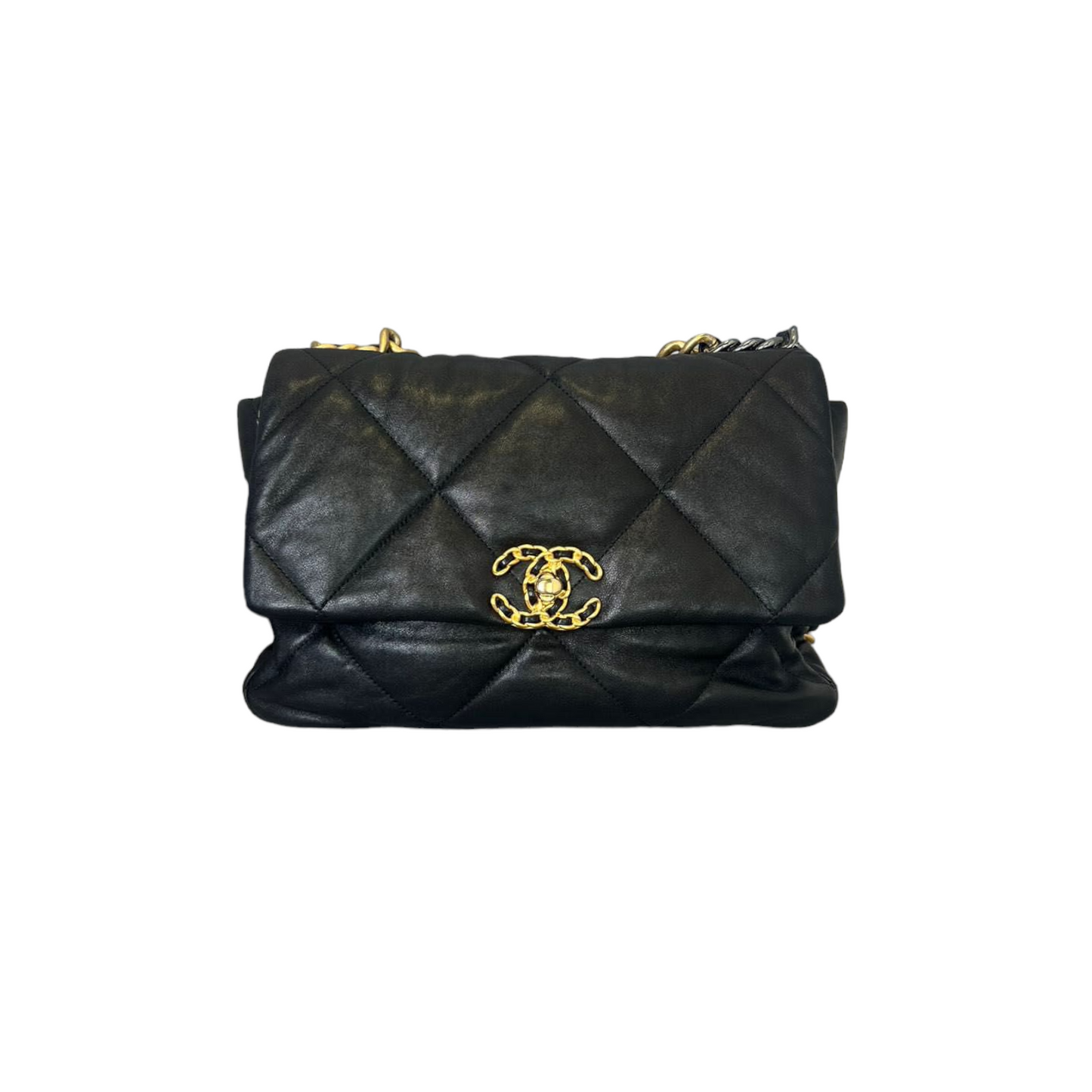Chanel Goatskin Large 19 Flap Handbag Leather Quilted Crossbody Bag