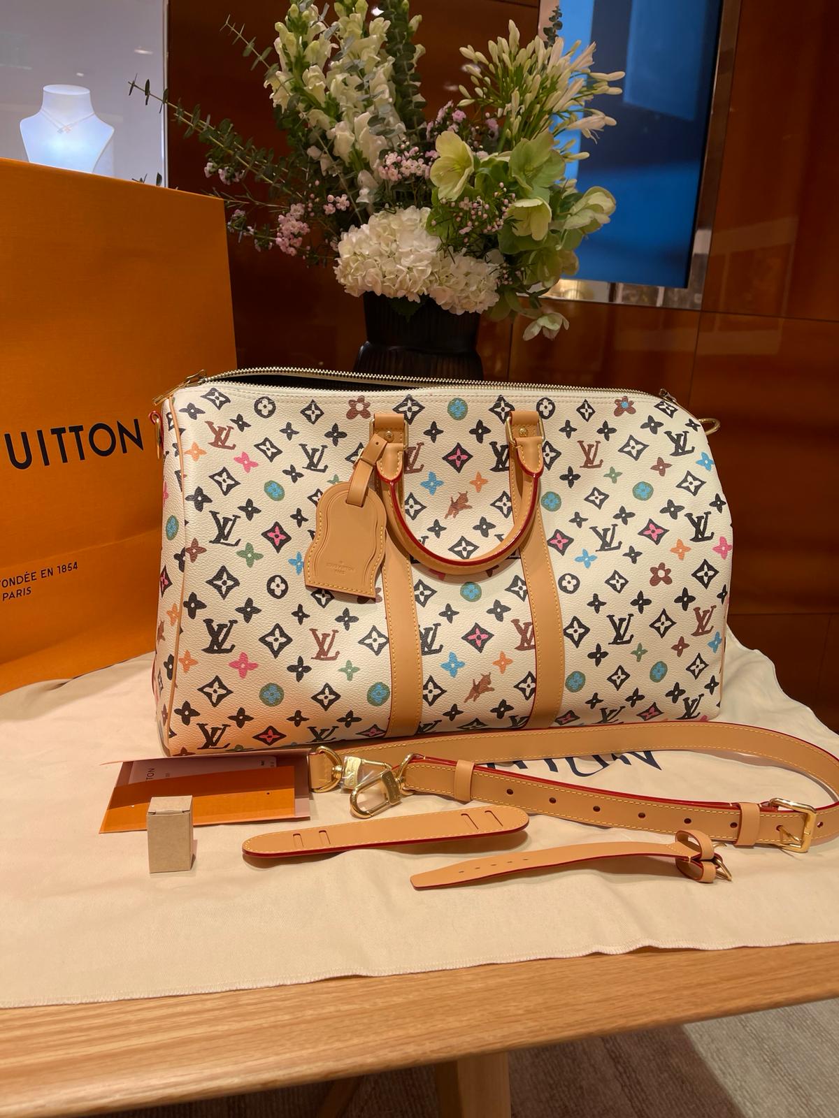 Louis Vuitton Tyler Creator Sellout Keepall Bandouliere 45 Multicolor White Travel Bag