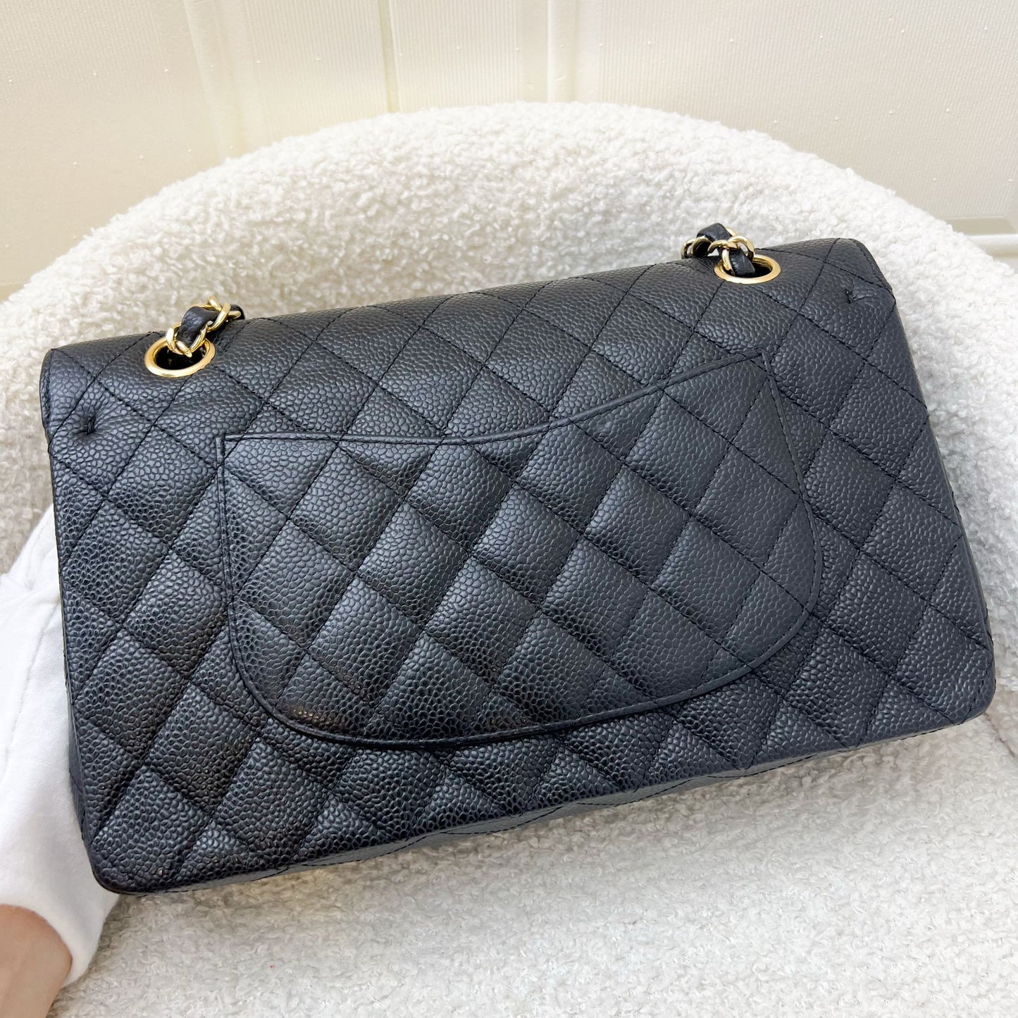 Medium Classic Flap CF in Black Caviar and GHW (Model: ) Accessory Signature