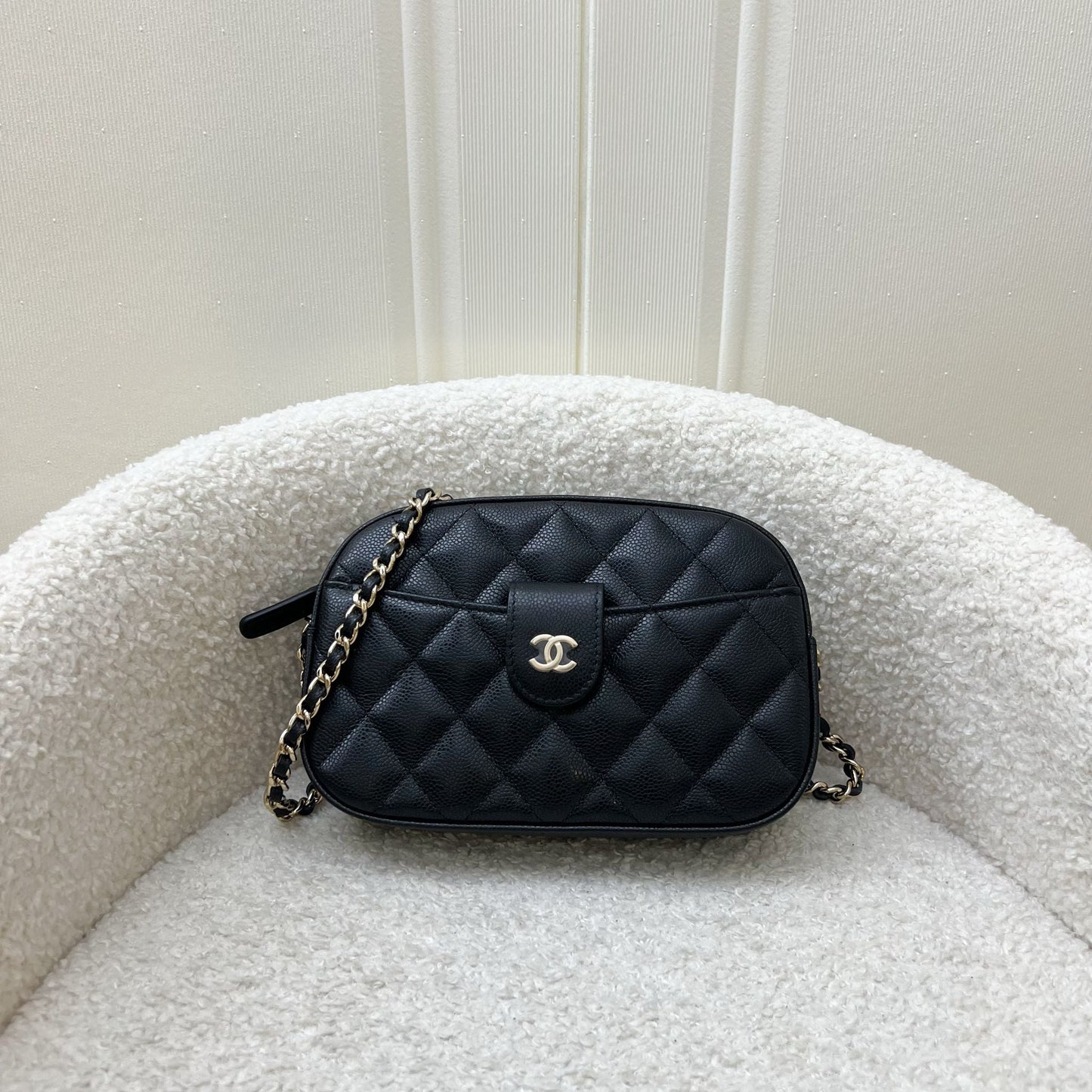 Chanel Mini Camera Bag in Black Caviar and LGHW