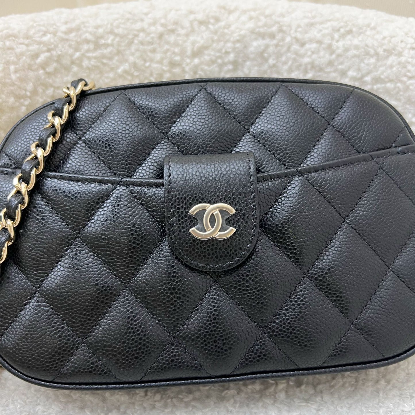 Chanel Mini Camera Bag in Black Caviar and LGHW