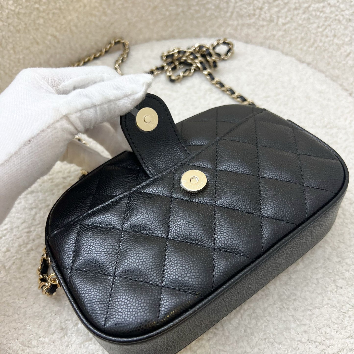 Chanel Mini Camera Bag in Black Caviar and LGHW