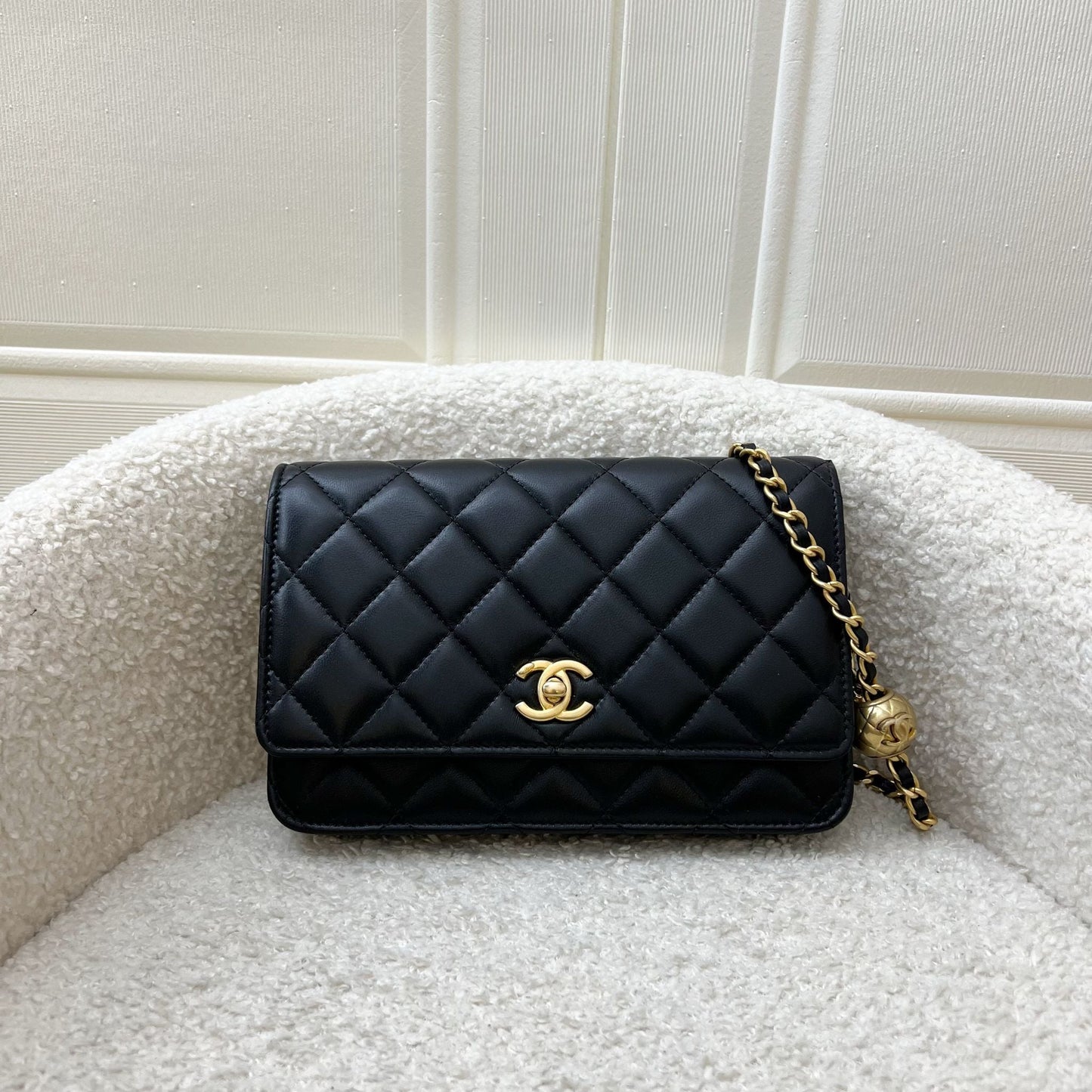 Chanel Pearl Crush Wallet on Chain WOC in Black Lambskin and AGHW Bag