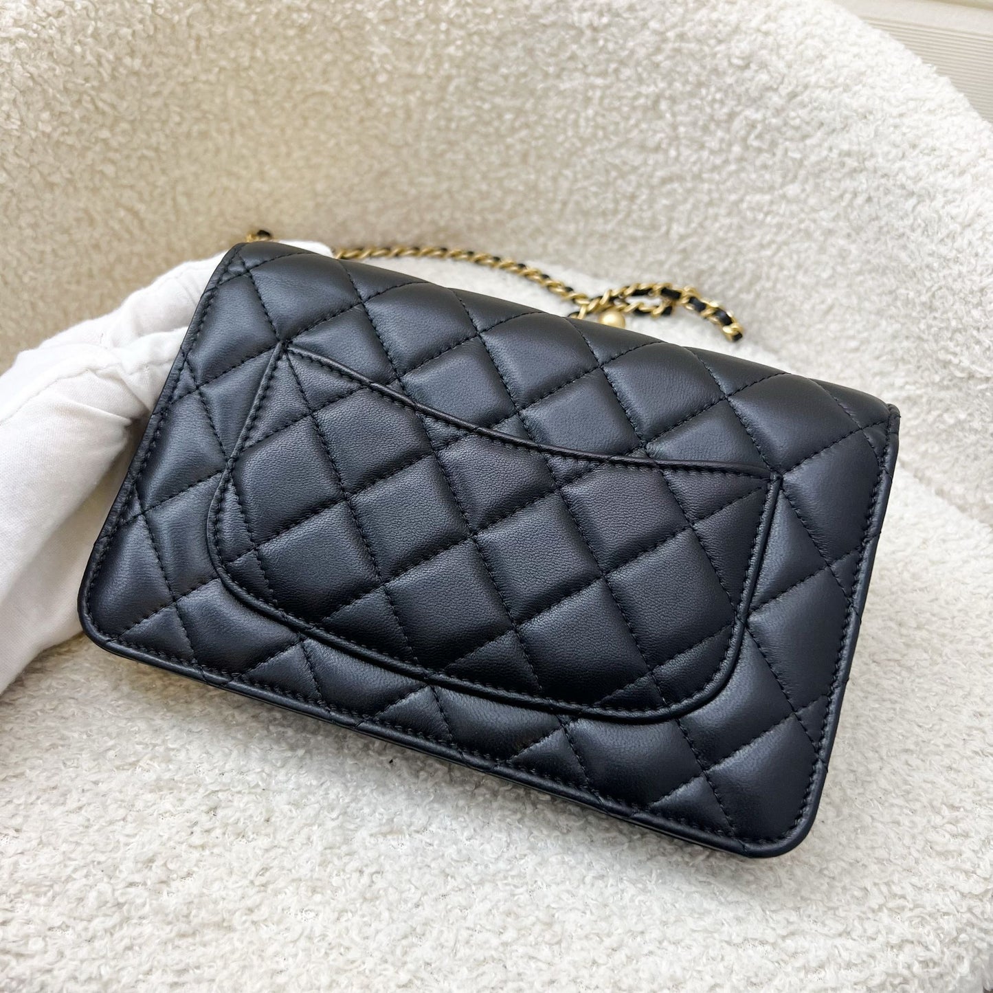 Chanel Pearl Crush Wallet on Chain WOC in Black Lambskin and AGHW Bag