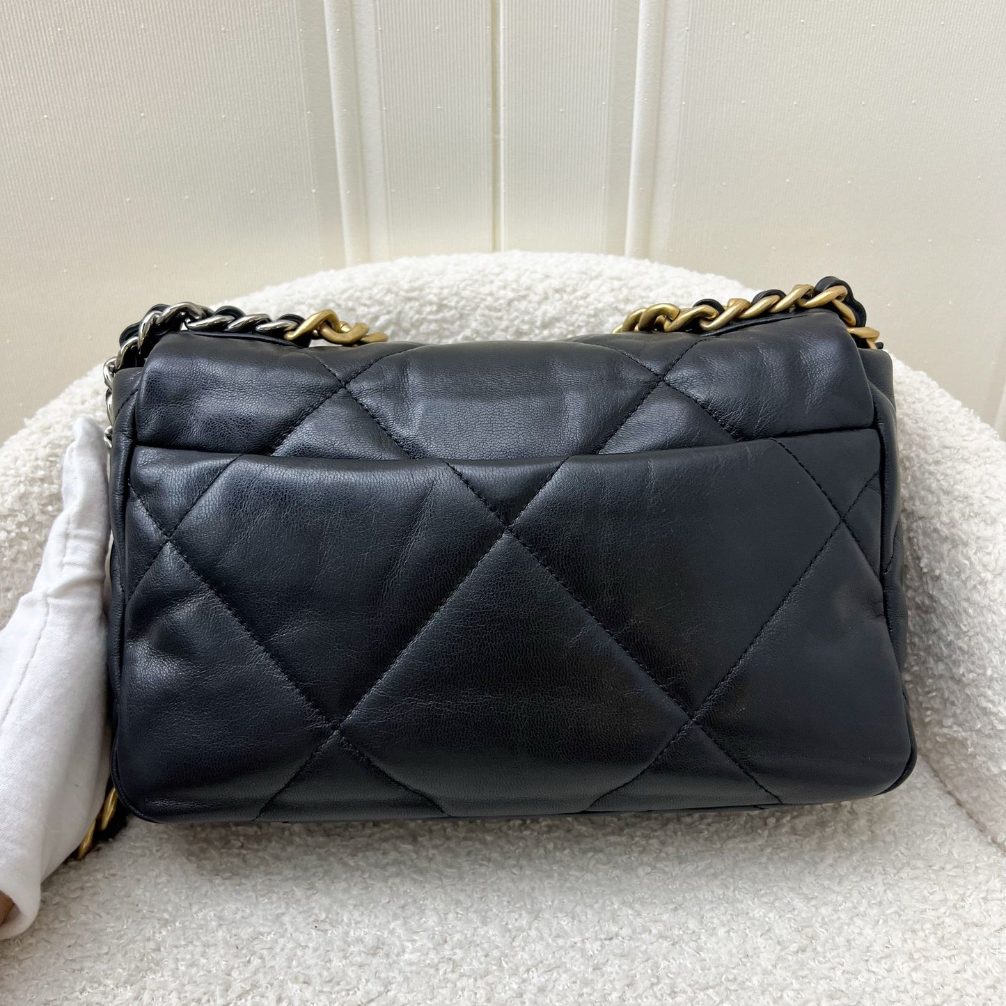 Chanel 19 Small Flap in Black Goatskin and 3-tone HW Accessory