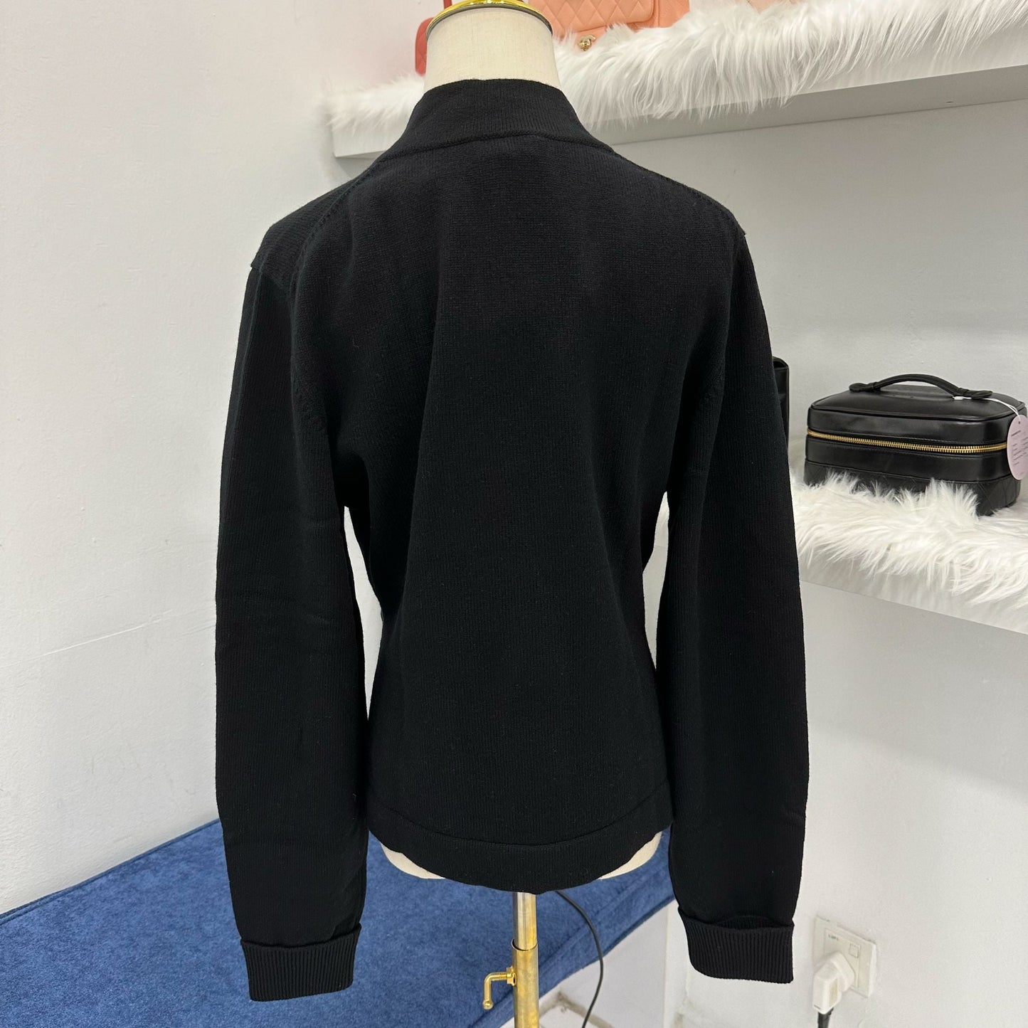 Chanel Runway Cardigan in Black Cashmere with Embellished Buttons Sz 44 Apparel