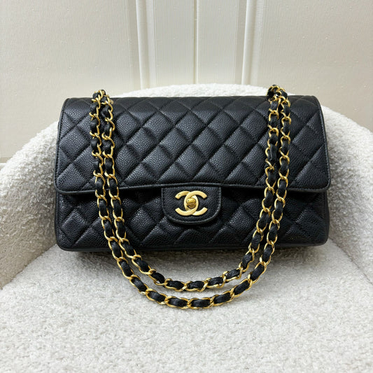Chanel Medium Classic Flap CF in Black Caviar and Gold-Plated HW Accessory
