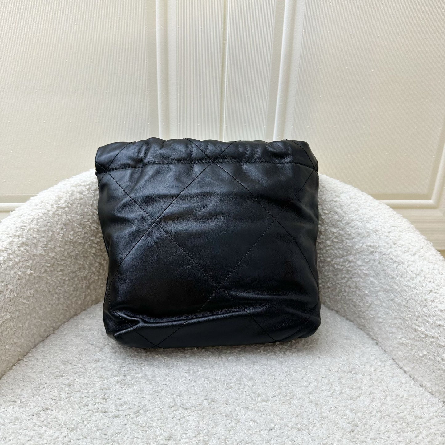 22 Mini Hobo Handbag in Black Shiny Calfskin and AGHW Classic