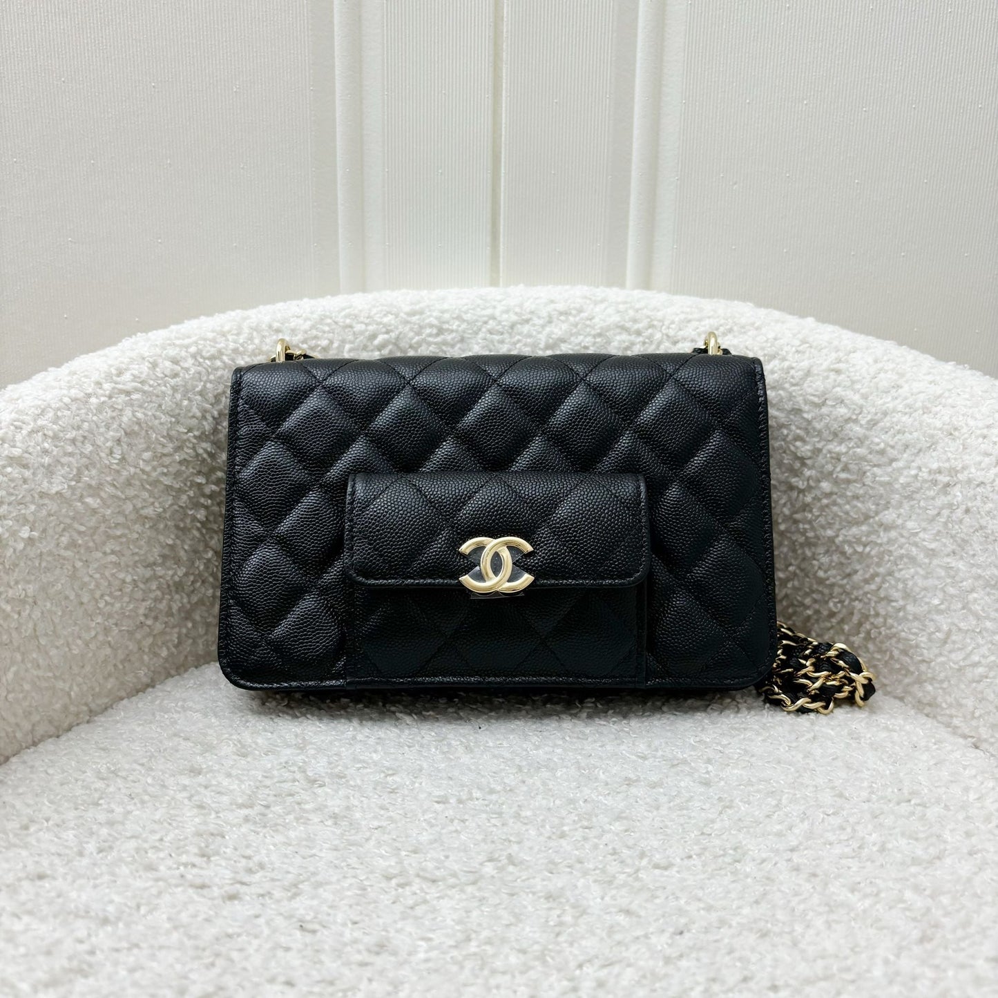 Chanel Seasonal Wallet on Chain WOC in Black Caviar and GHW Bag