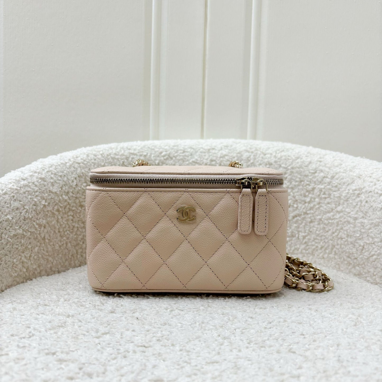 Chanel Classic Small Vanity in Beige Caviar and LGHW