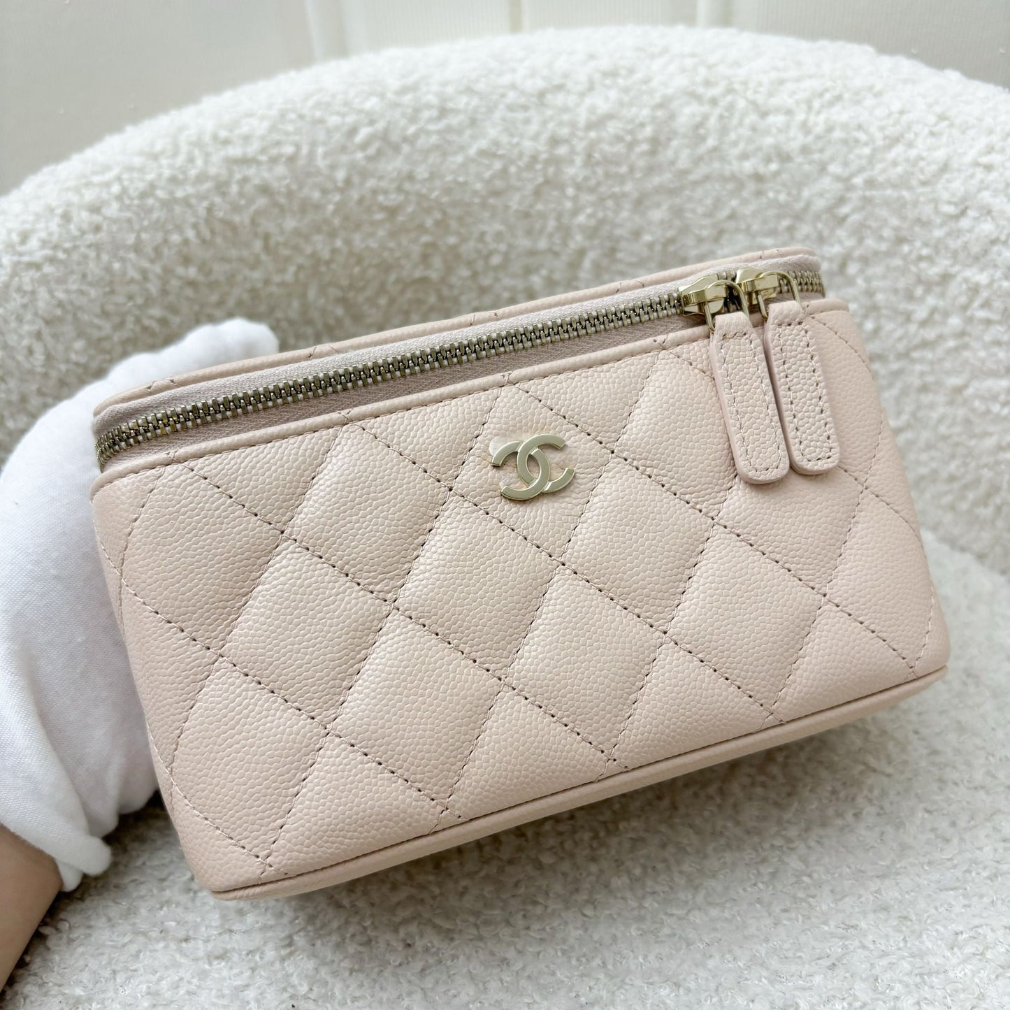 Chanel Classic Small Vanity in Beige Caviar and LGHW