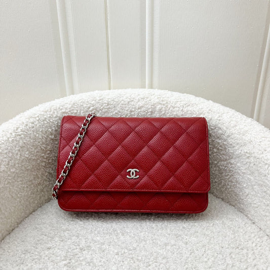 Chanel Classic Wallet on Chain WOC in Red Caviar and SHW Bag