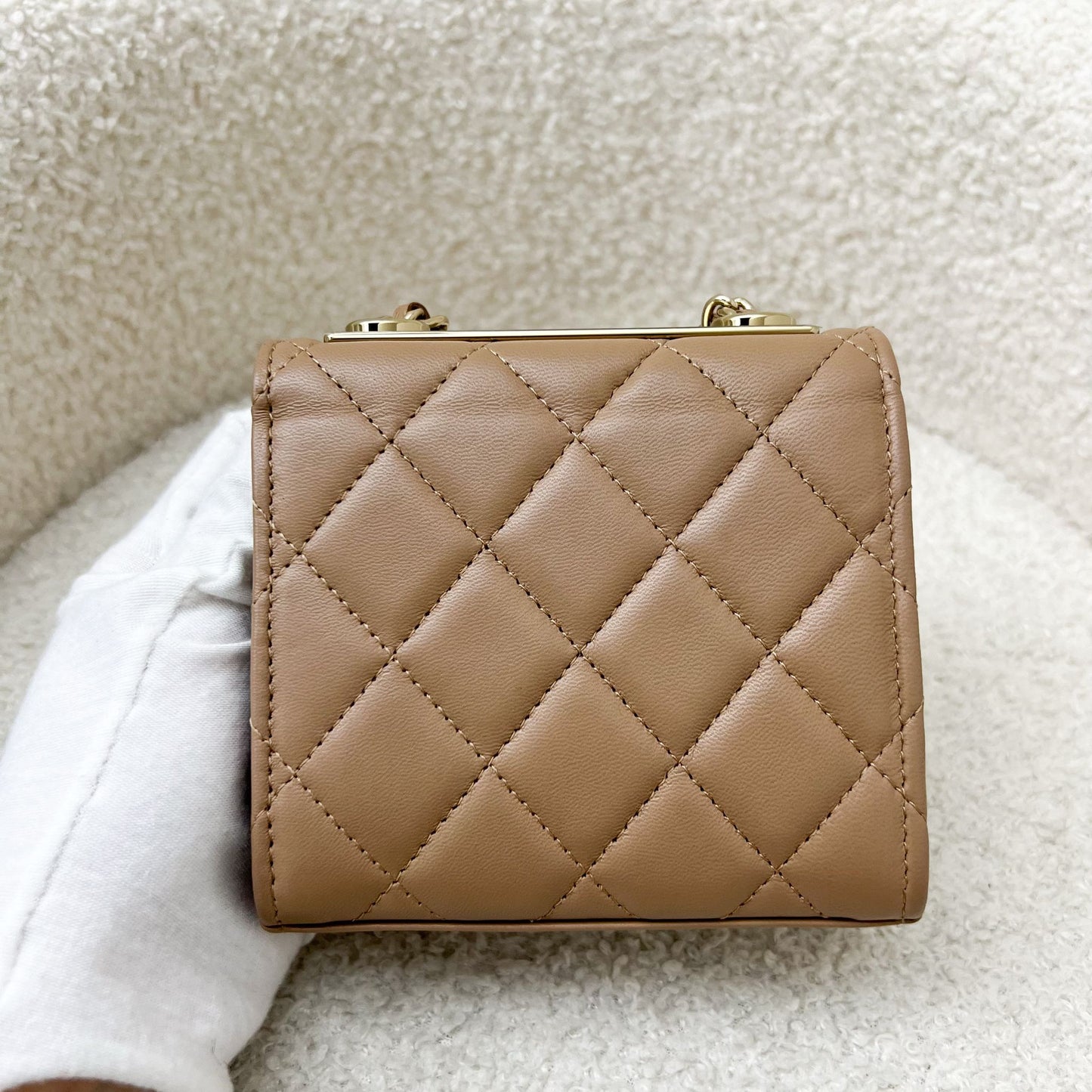 Chanel Trendy CC Micro Bag / Clutch on Chain in Beige Lambskin and LGHW