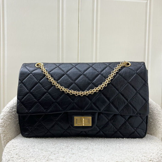 Chanel 2.55 Reissue 227 Flap in Black Distressed Calfskin and GHW Accessory