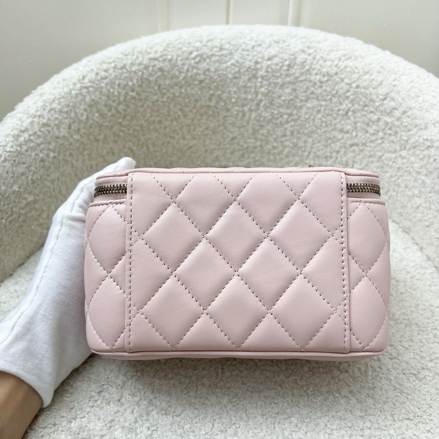 Chanel Pearl Crush Adjustable Chain Vanity in Pink Lambskin and AGHW
