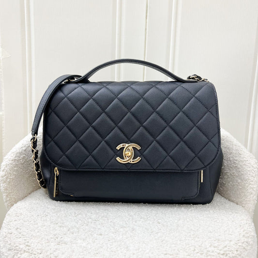 Chanel Large Business Affinity Flap in Black Caviar and LGHW Accessory