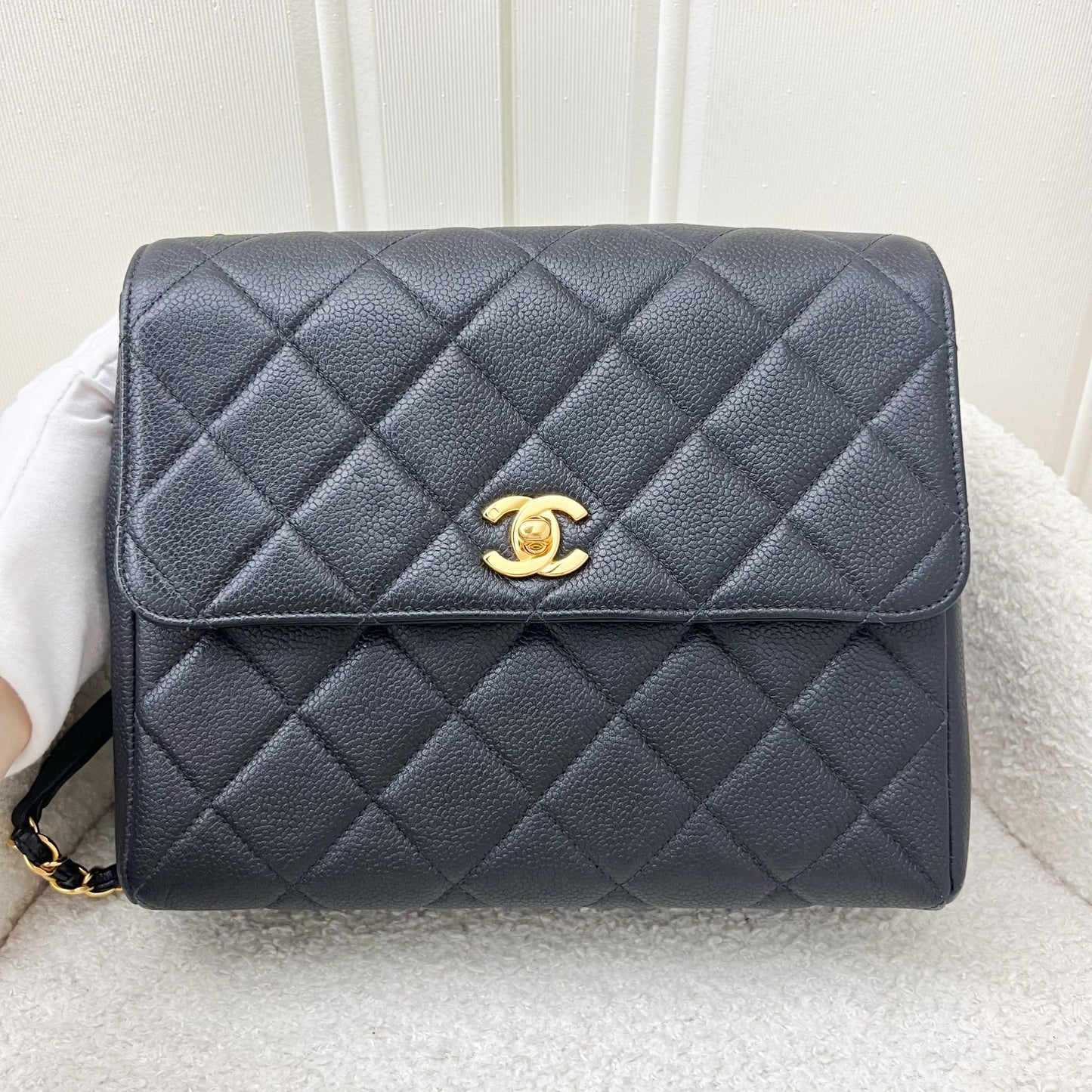 Medium Square Flap in Black Caviar and GHW Accessory Seasonal