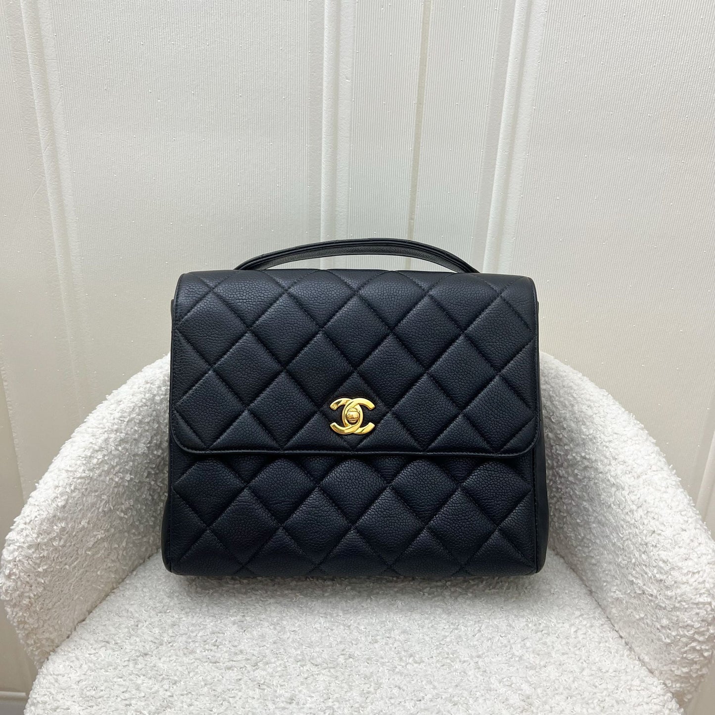 Chanel Medium Square Flap in Black Caviar and GHW Accessory
